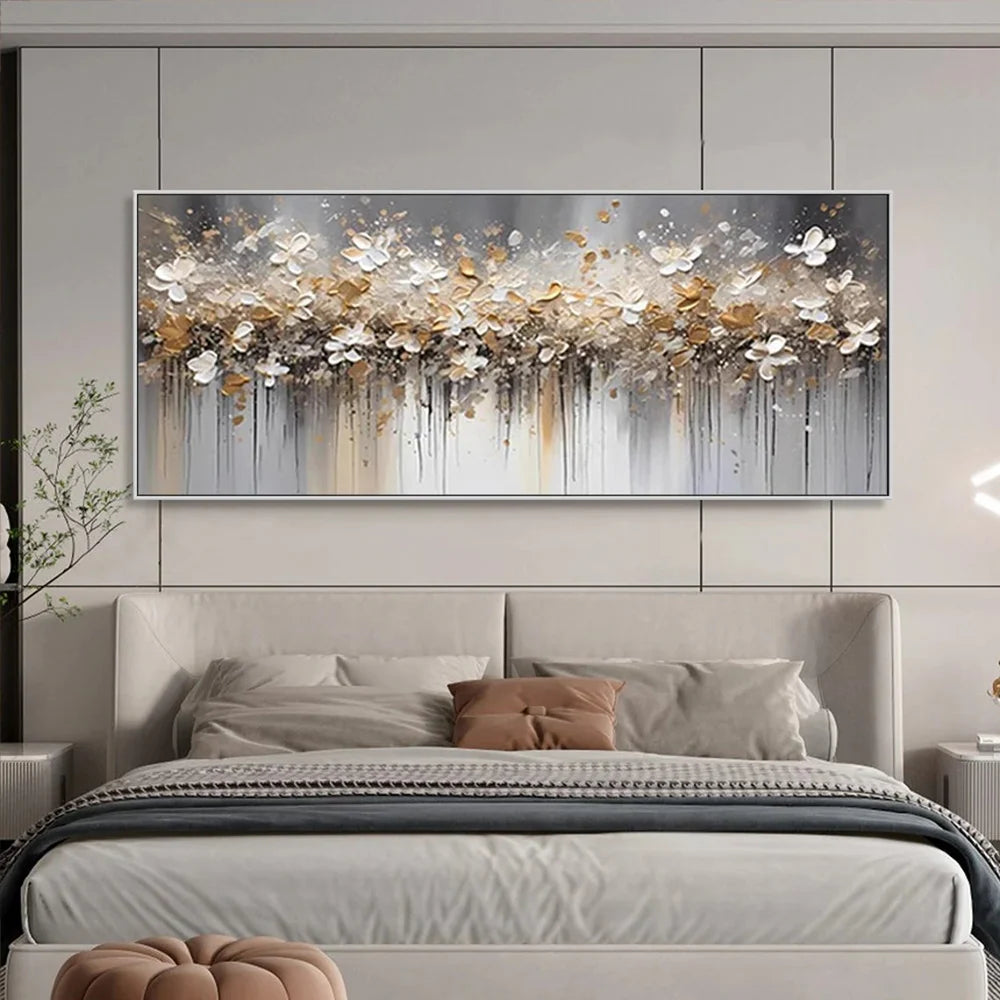Modern Abstract Floral Wall Art with Golden Highlights #BGA 011