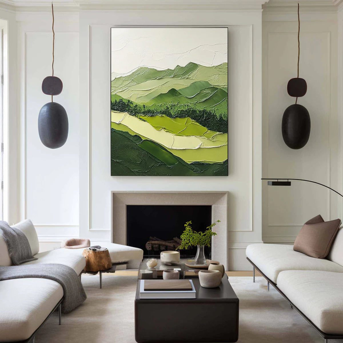 Modern Green Mountain Wall Art Nature-Inspired Decor for Contemporary Spaces #BGM 037