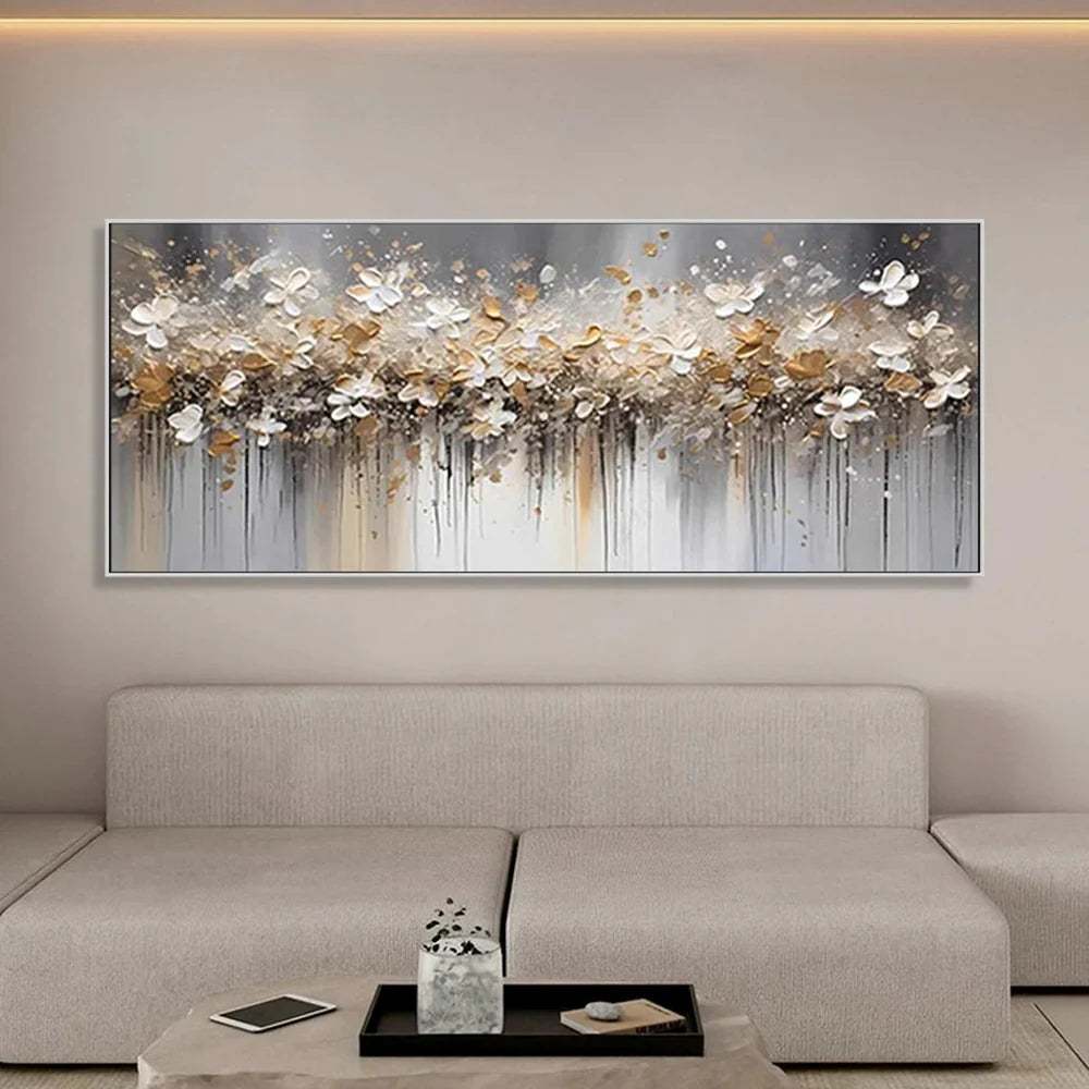 Modern Abstract Floral Wall Art with Golden Highlights #BGA 011