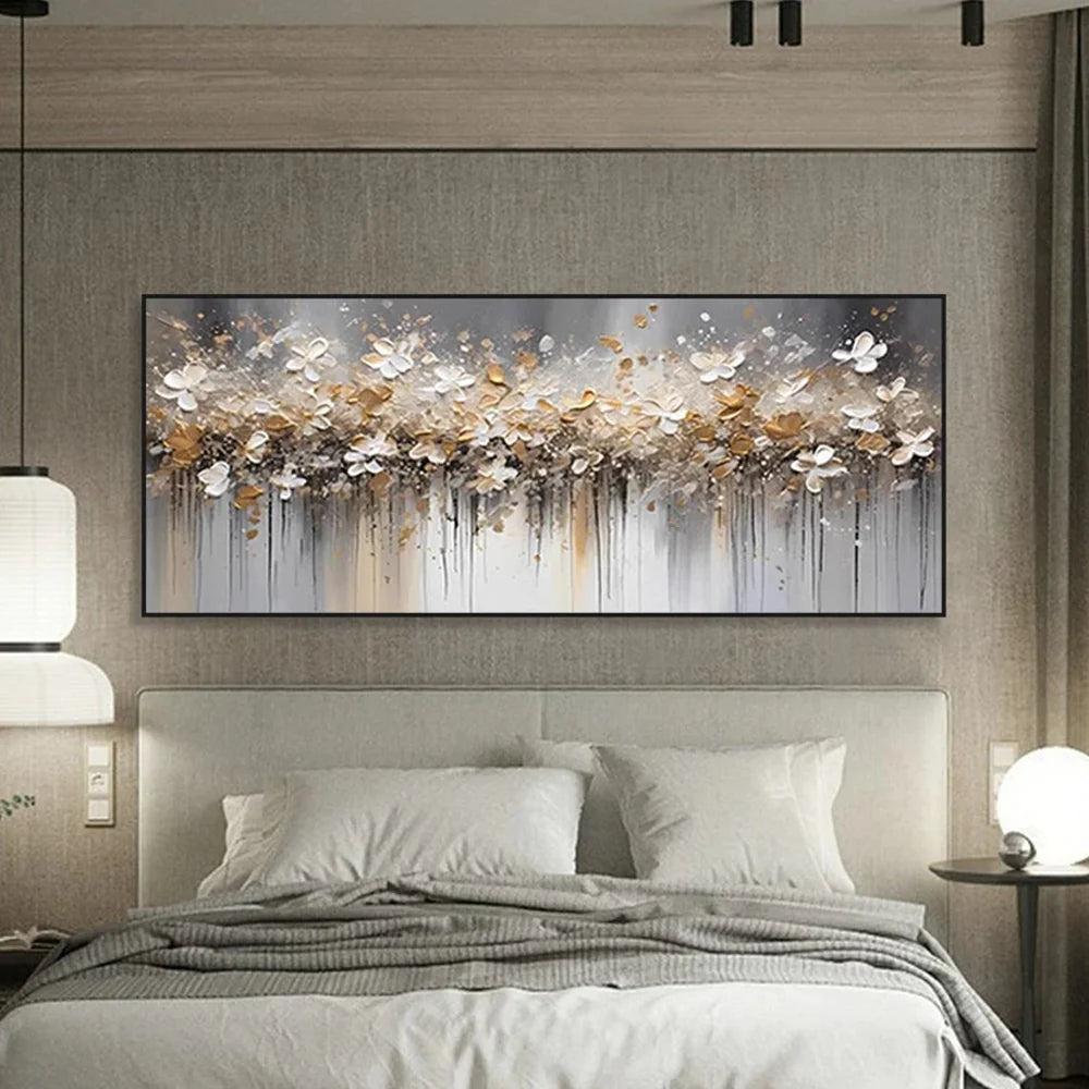 Modern Abstract Floral Wall Art with Golden Highlights #BGA 011