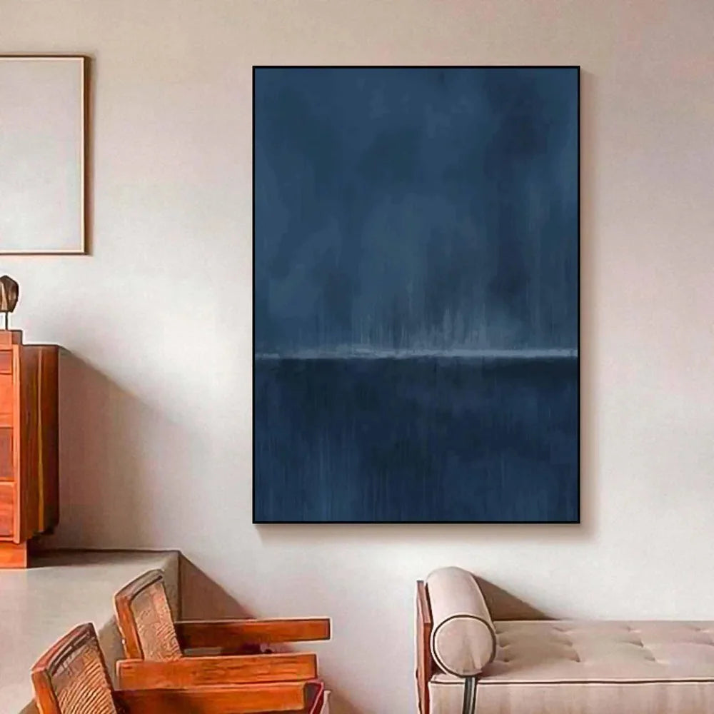 Deep Blue Gradient Minimalist Art, Contemporary Wall Painting #BGA 076