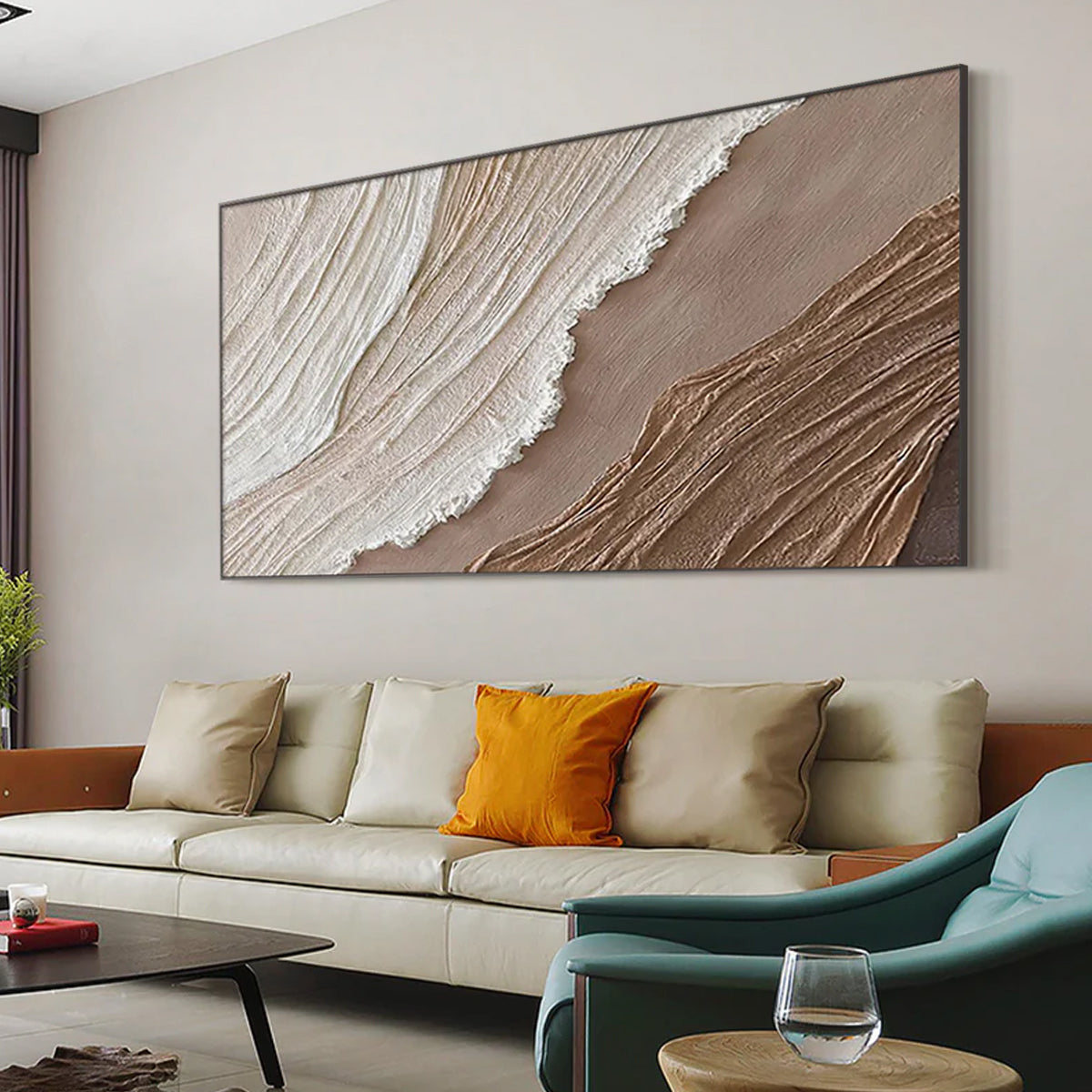 Ocean-themed oil painting wall decoration, hand-painted abstract artwork OP#012