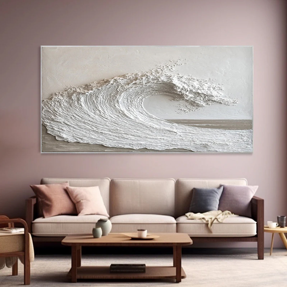 Ocean-themed oil painting wall decoration, hand-painted abstract artwork OP#009