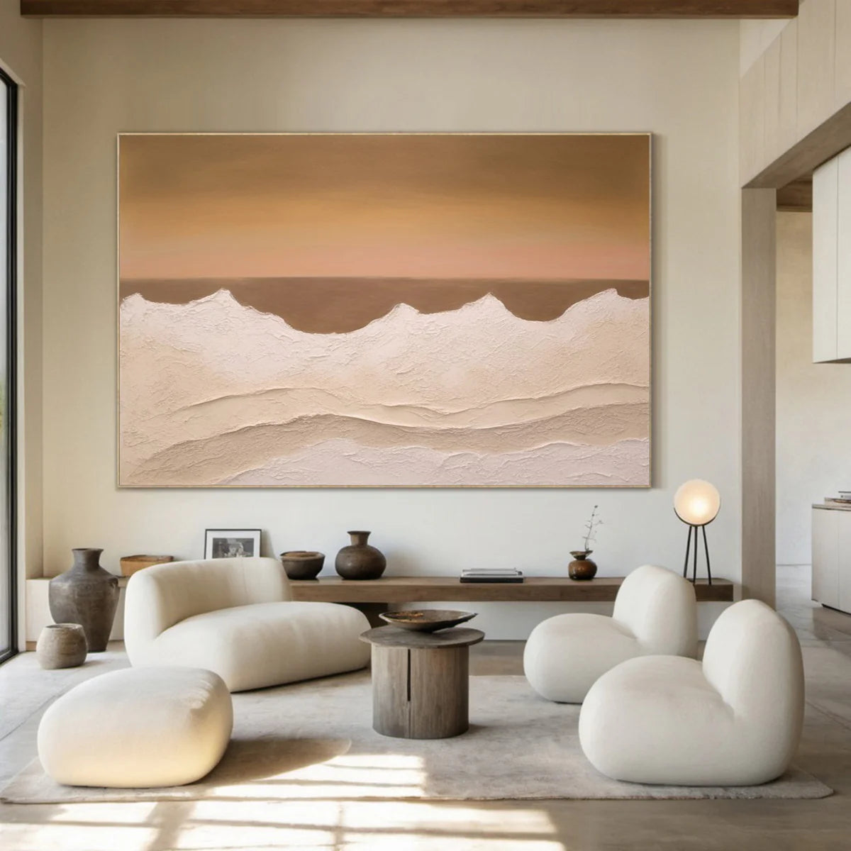 Contemporary Abstract with Textured Band, Minimalist Landscape #BGA 171