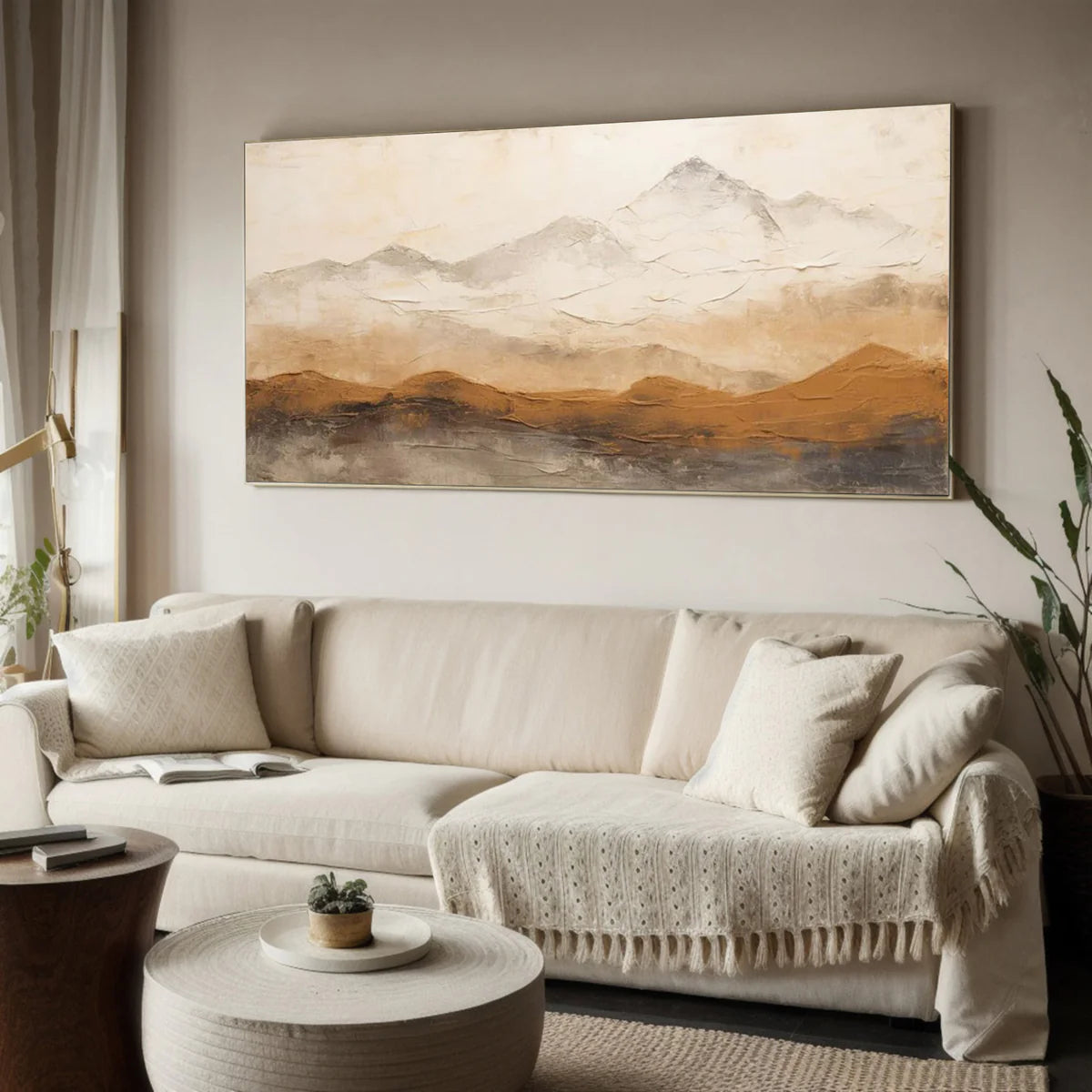 Earthy Peaks Contemporary Textured Mountain Wall Art #BGA 153