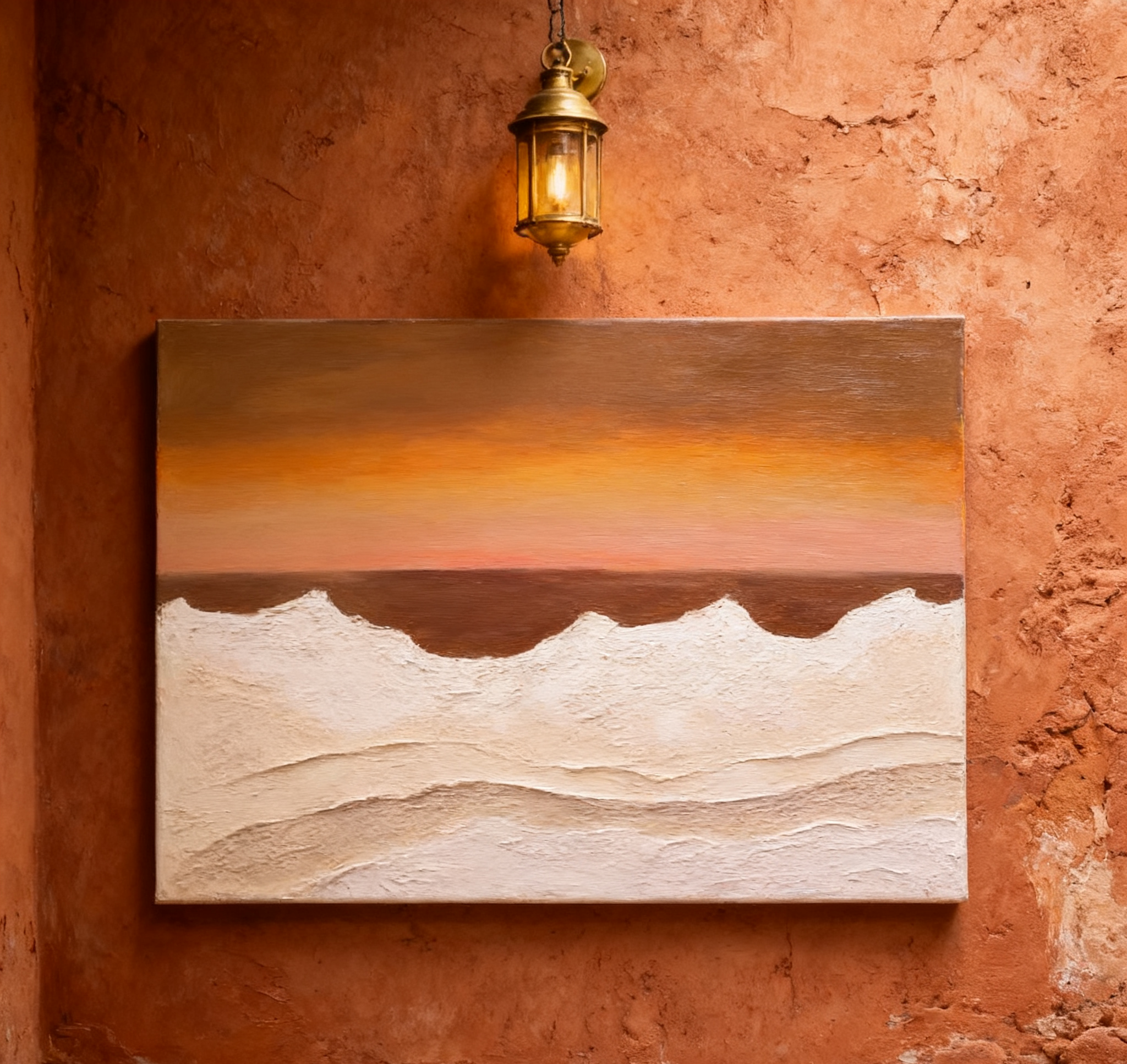 Contemporary Abstract with Textured Band, Minimalist Landscape #BGA 171