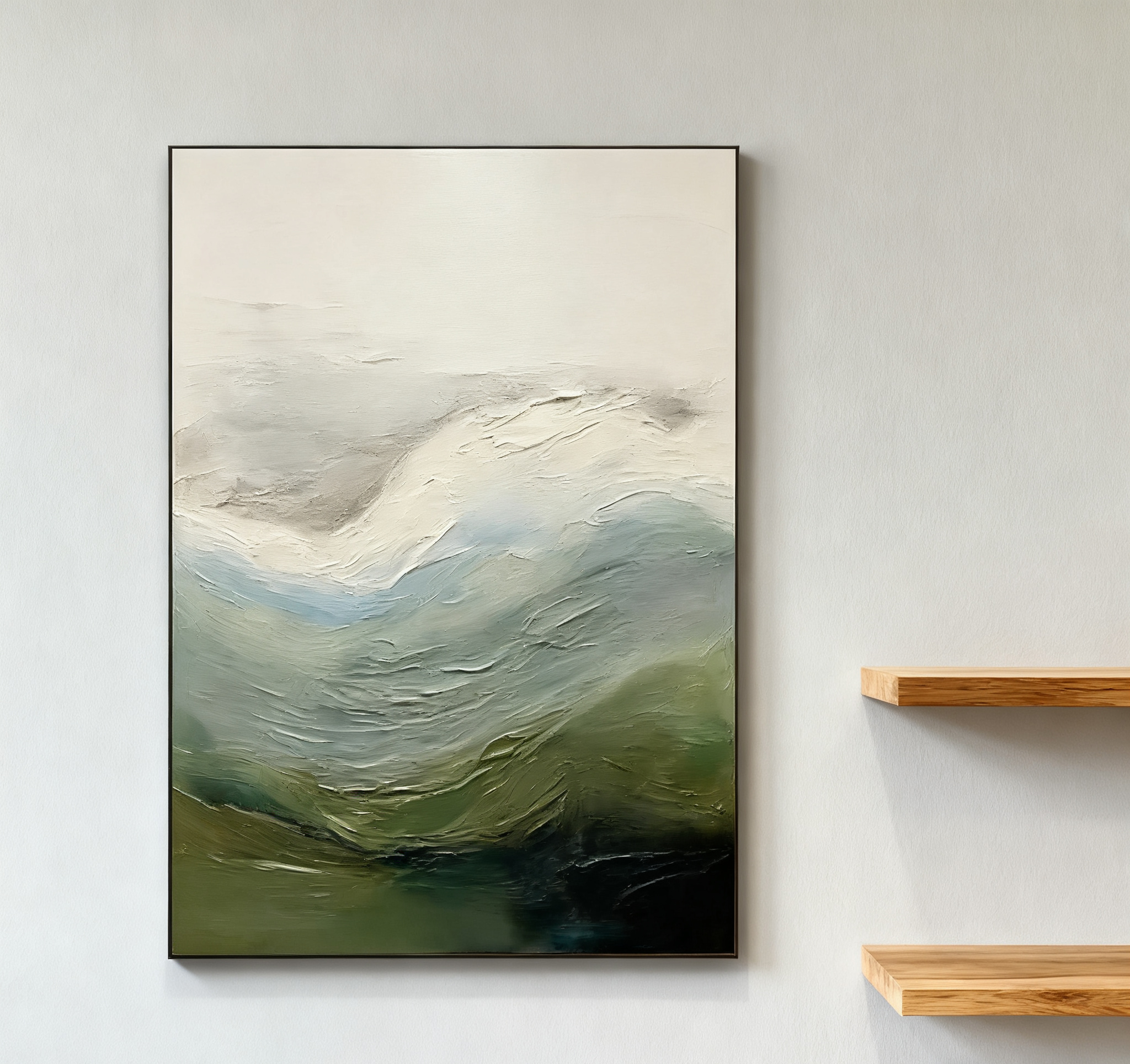 Contemporary Abstract Painting with Textured Hills and Soft Sky #BGA 252
