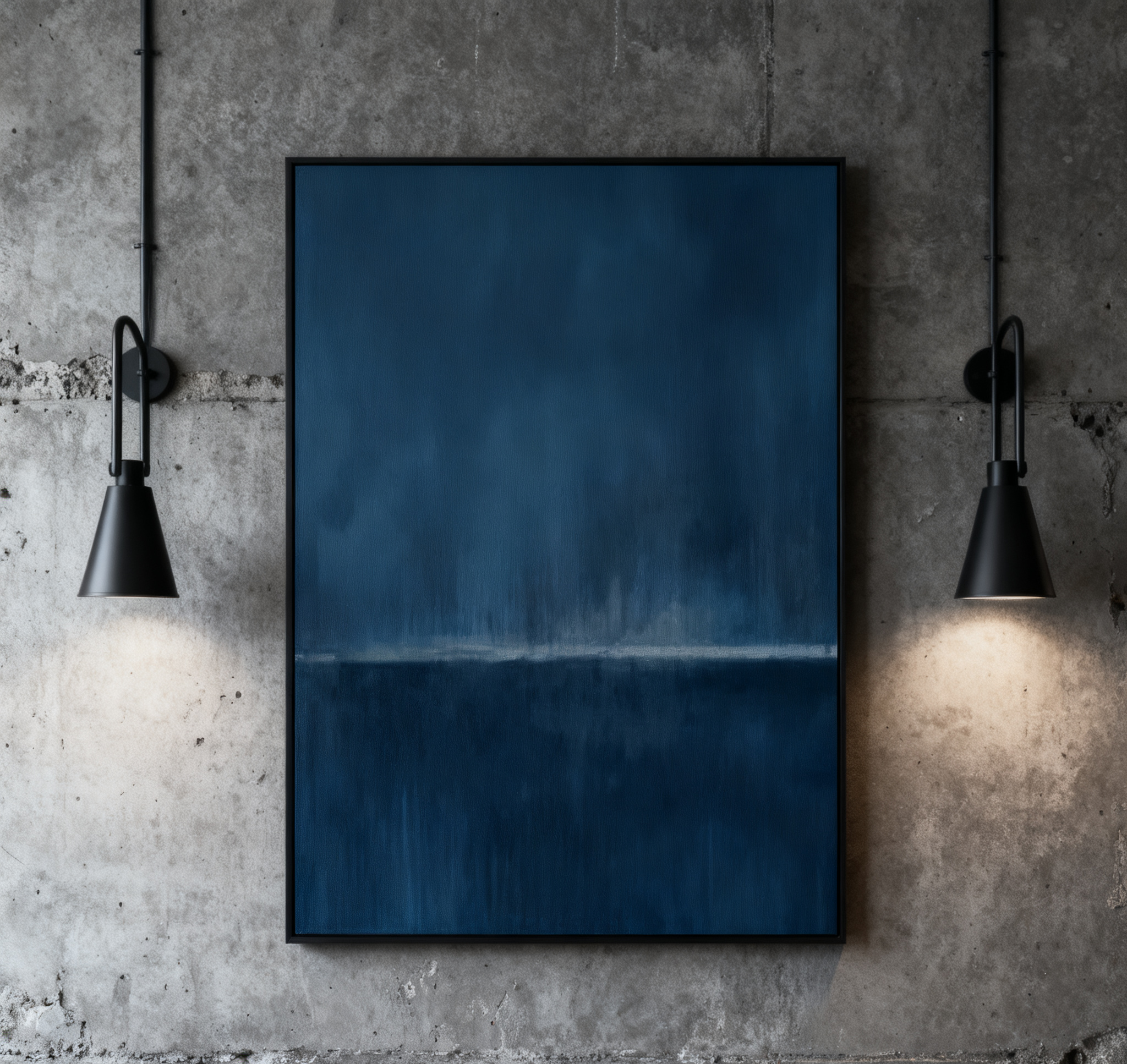 Deep Blue Gradient Minimalist Art, Contemporary Wall Painting #BGA 076