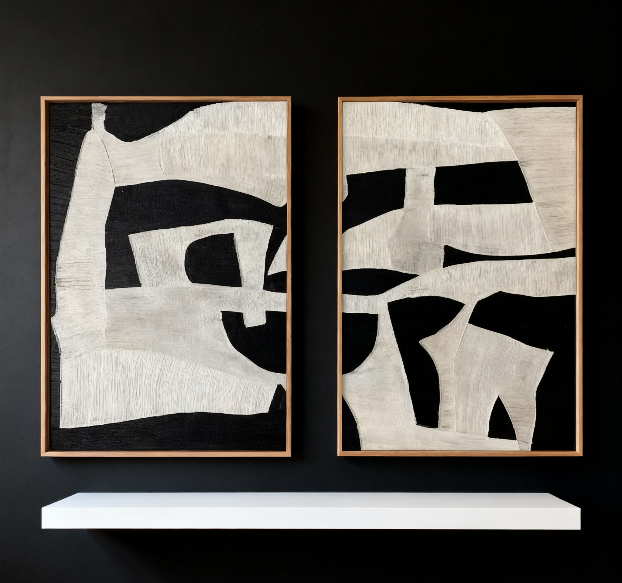 Black & White Abstract Painting SET OF 2 #AVG 012