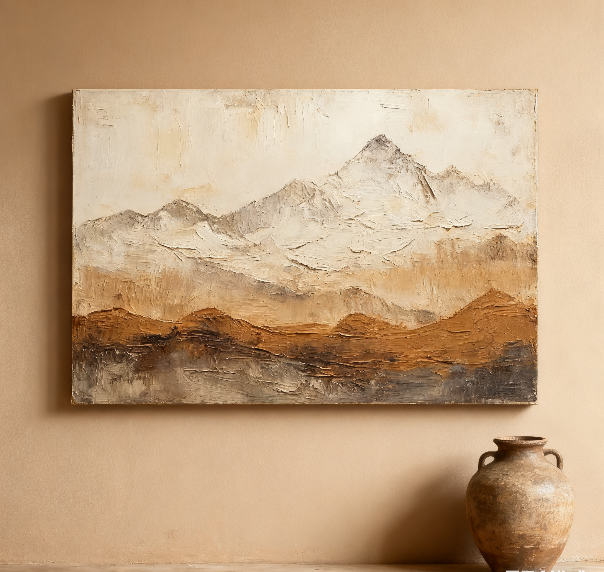 Earthy Peaks Contemporary Textured Mountain Wall Art #BGA 153