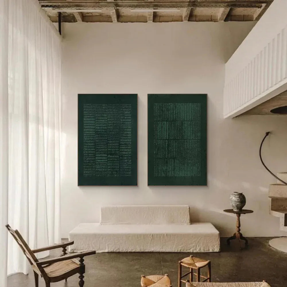 Blue & Green Abstract Painting SET OF 2 #AVG 001