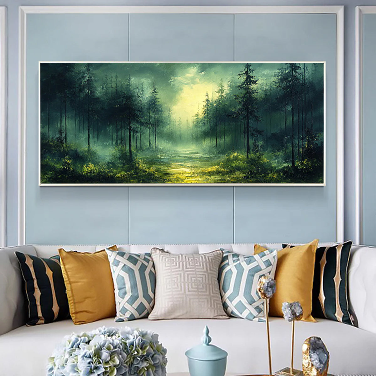 Flower and tree oil painting wall mural, hand-painted abstract artwork FP#001