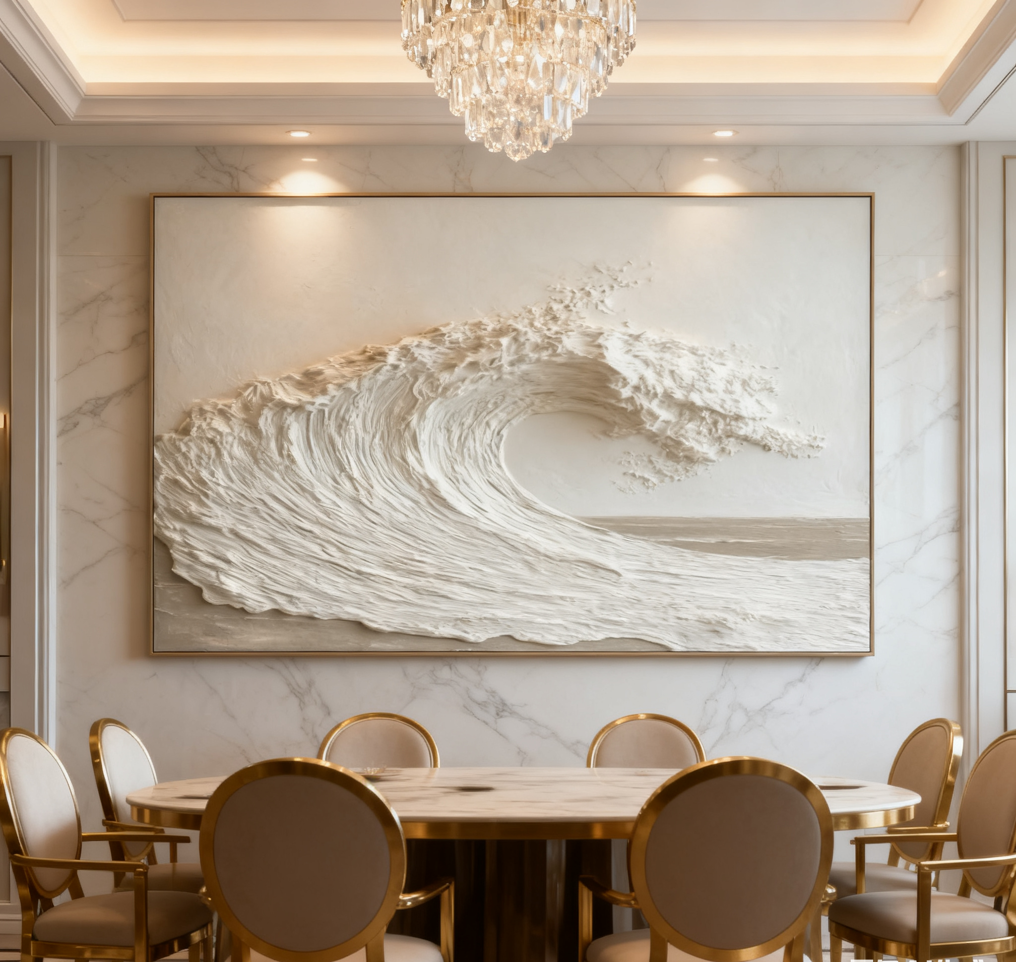 Textured Ocean Wave Art 3D Oil Painting for Modern Living Rooms #BBM 028