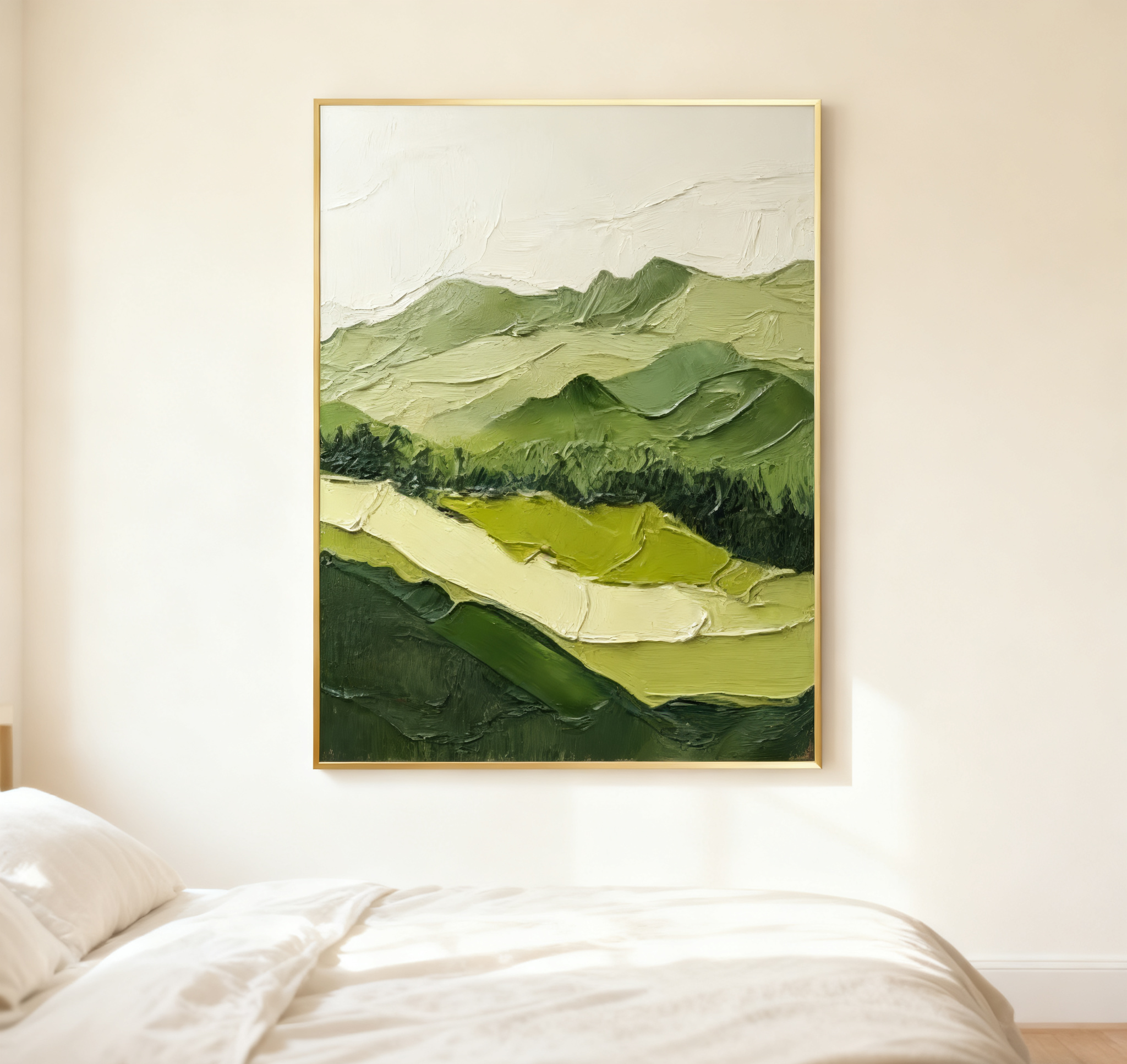 Modern Green Mountain Wall Art Nature-Inspired Decor for Contemporary Spaces #BGM 037