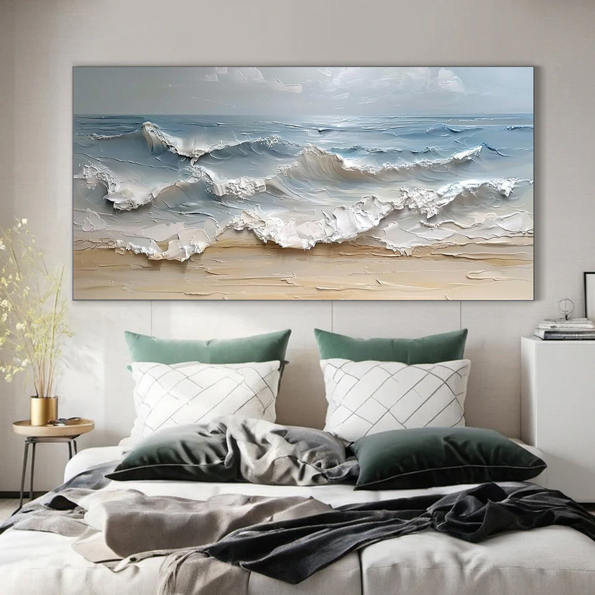 Ocean-themed oil painting wall decoration, hand-painted abstract artwork OP#005