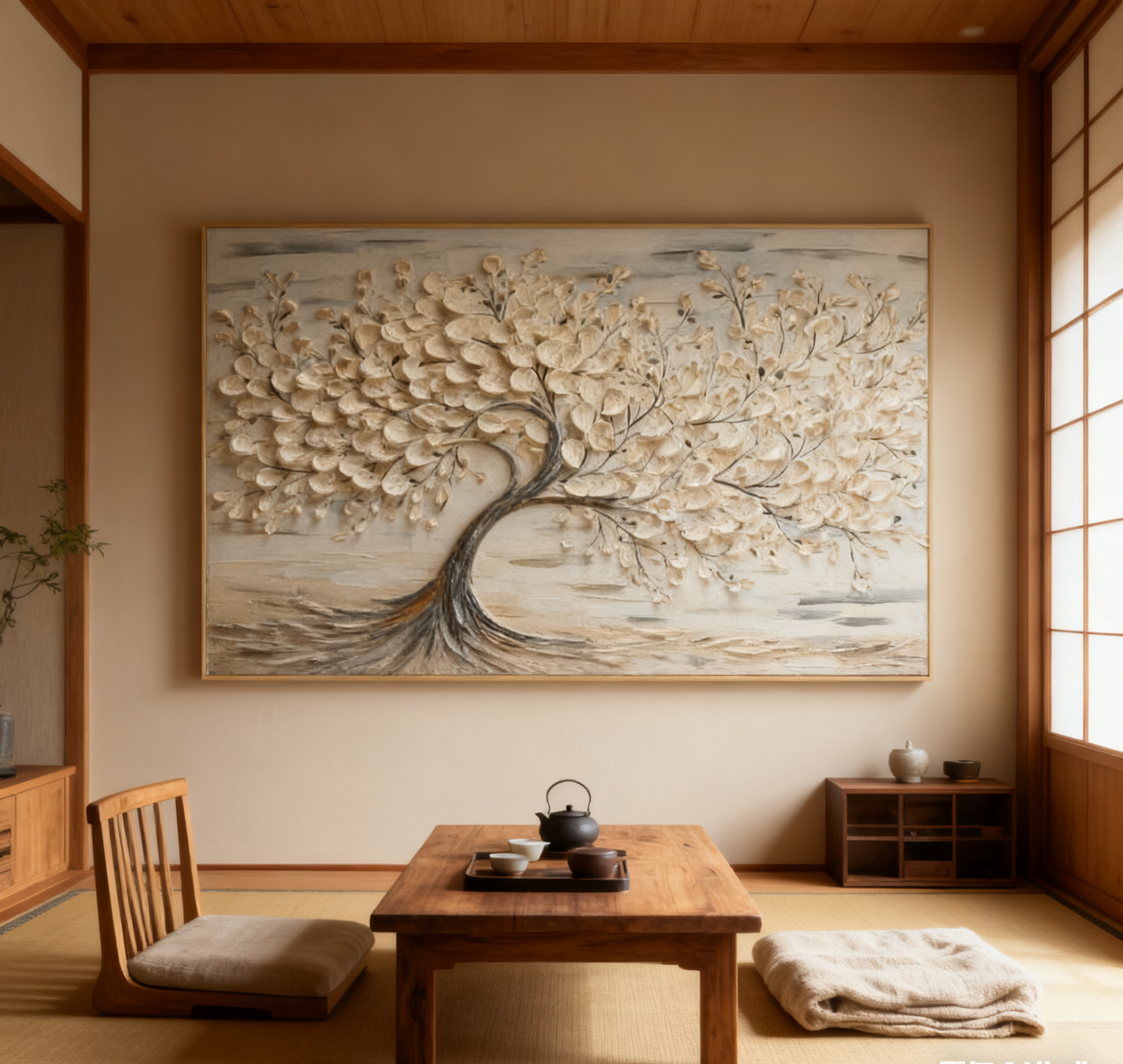 Hand-Painted 3D Tree Art on Canvas for Modern Living Rooms #FT 015