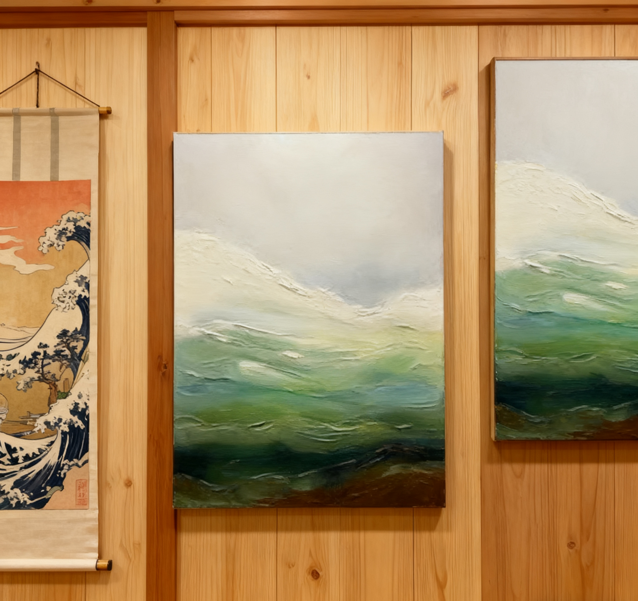 Contemporary Abstract with Blended Greens, Blues, and Whites #BGA 251