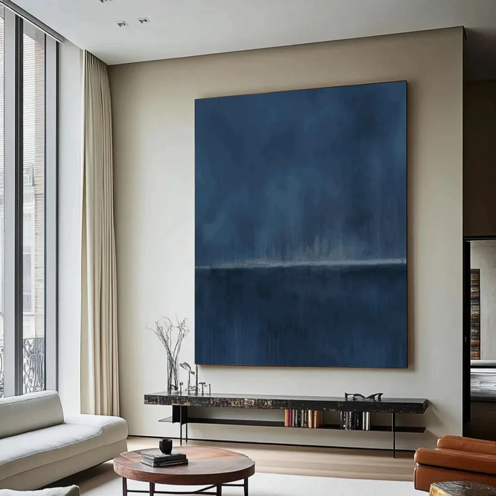 Deep Blue Gradient Minimalist Art, Contemporary Wall Painting #BGA 076