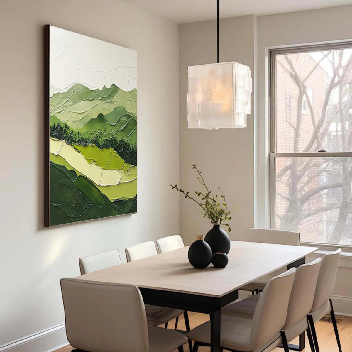 Modern Green Mountain Wall Art Nature-Inspired Decor for Contemporary Spaces #BGM 037