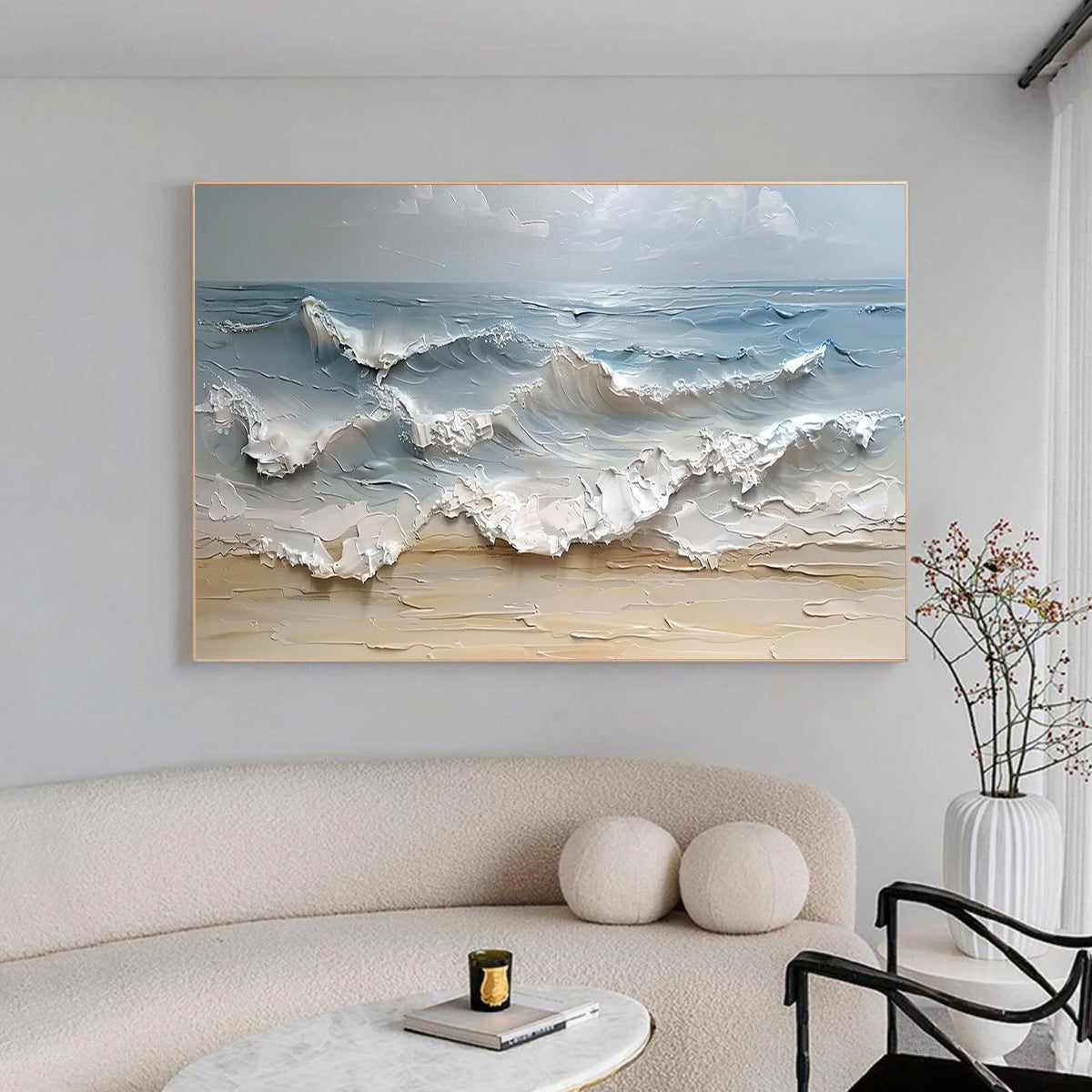 Ocean-themed oil painting wall decoration, hand-painted abstract artwork OP#005