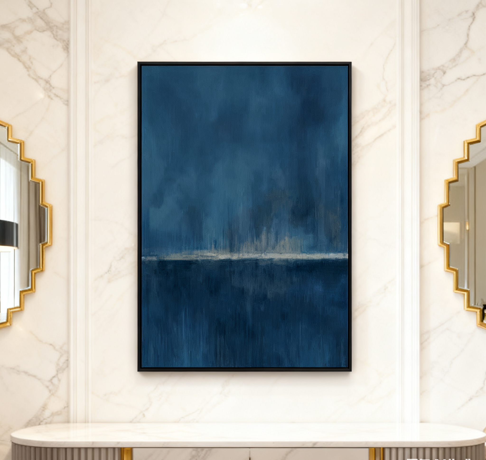 Deep Blue Gradient Minimalist Art, Contemporary Wall Painting #BGA 076