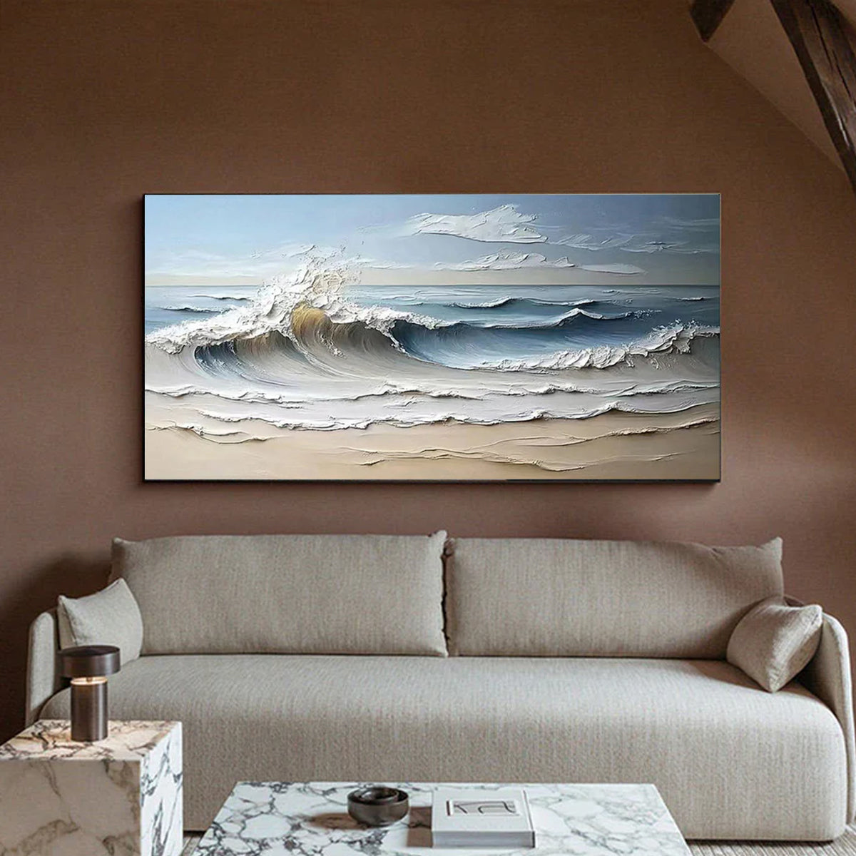 Ocean-themed oil painting wall decoration, hand-painted abstract artwork OP#006