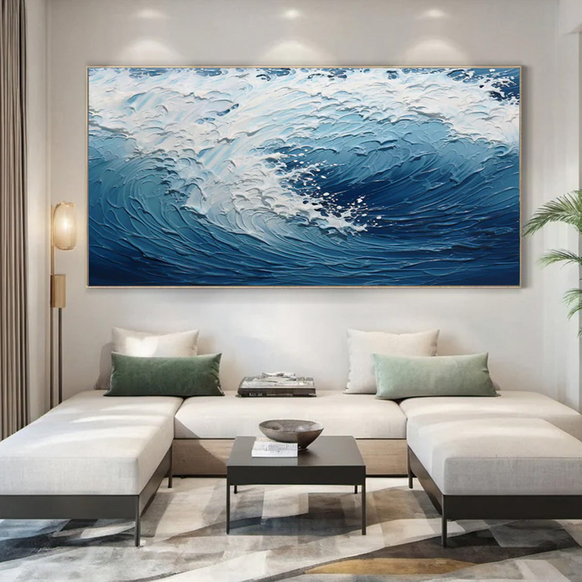 Ocean-themed oil painting wall decoration, hand-painted abstract artwork OP#003