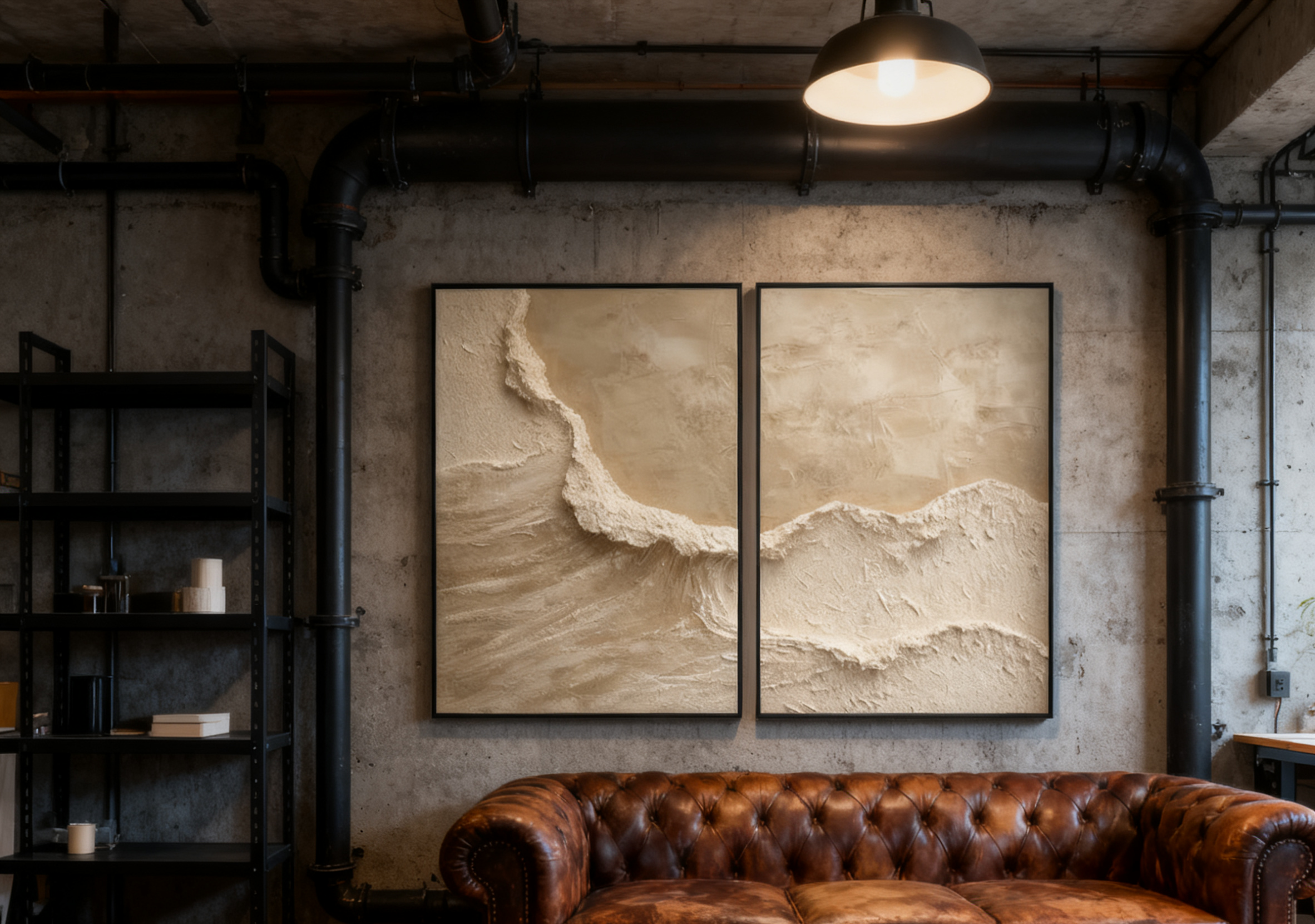 Beige & Brown Minimalist Painting Set Of 2 #BBS 004