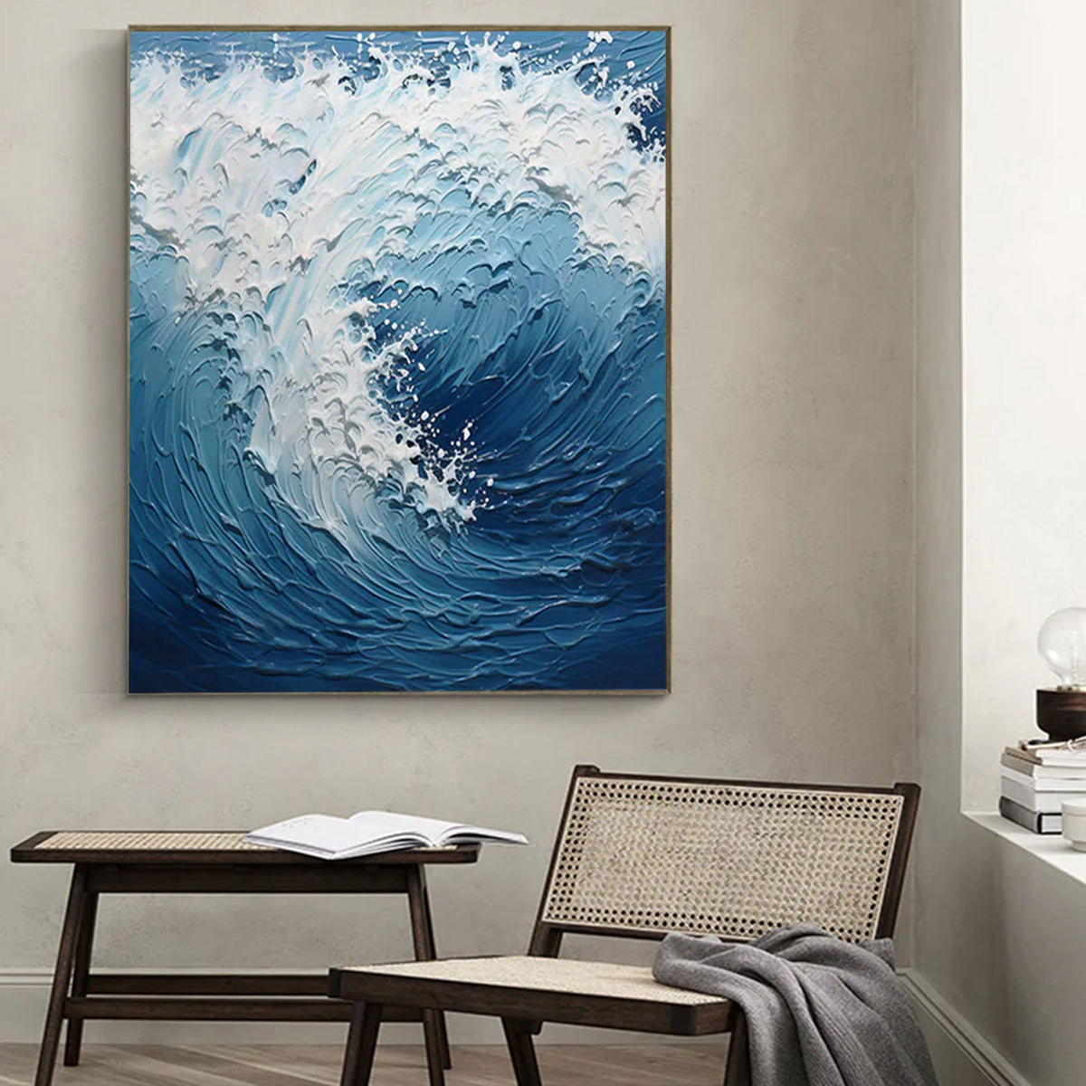 Ocean-themed oil painting wall decoration, hand-painted abstract artwork OP#002