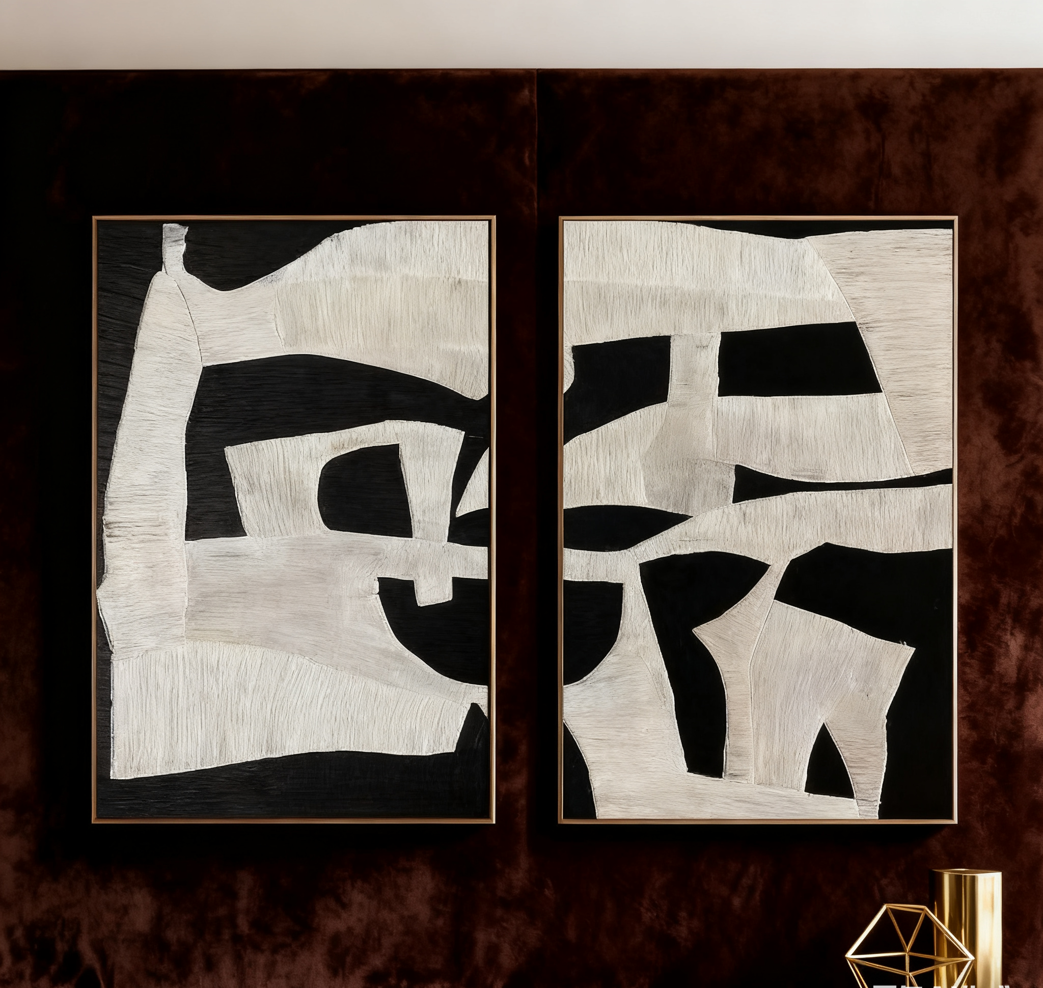 Black & White Abstract Painting SET OF 2 #AVG 012