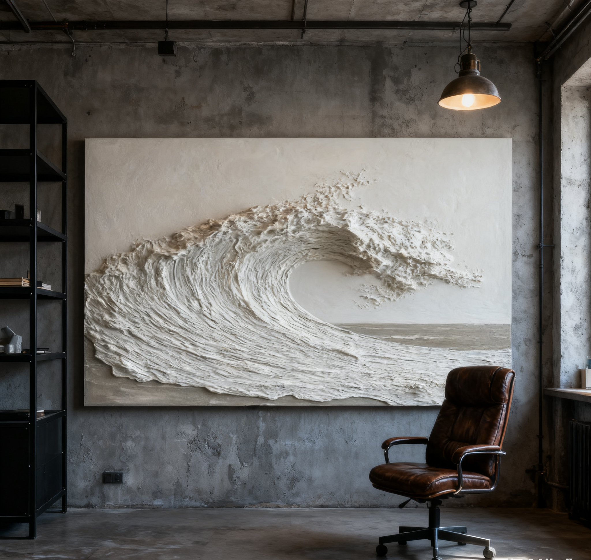 Textured Ocean Wave Art 3D Oil Painting for Modern Living Rooms #BBM 028