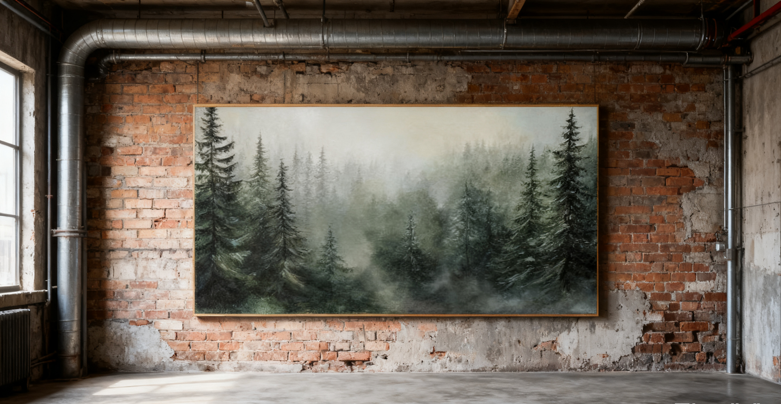 Modern Forest Wall Art Misty Pine Trees Oil Painting for Home Decor #FT 014