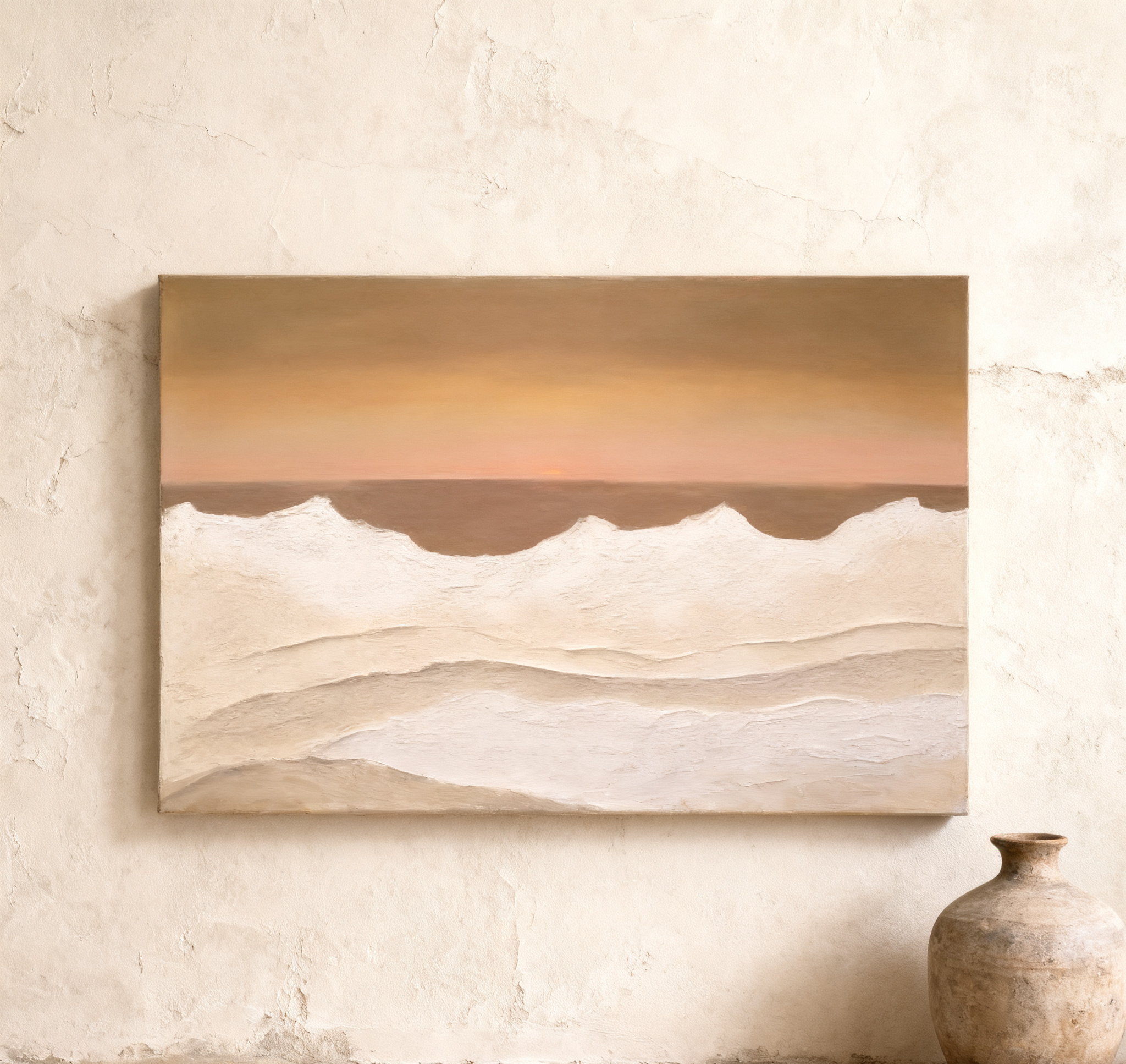 Contemporary Abstract with Textured Band, Minimalist Landscape #BGA 171