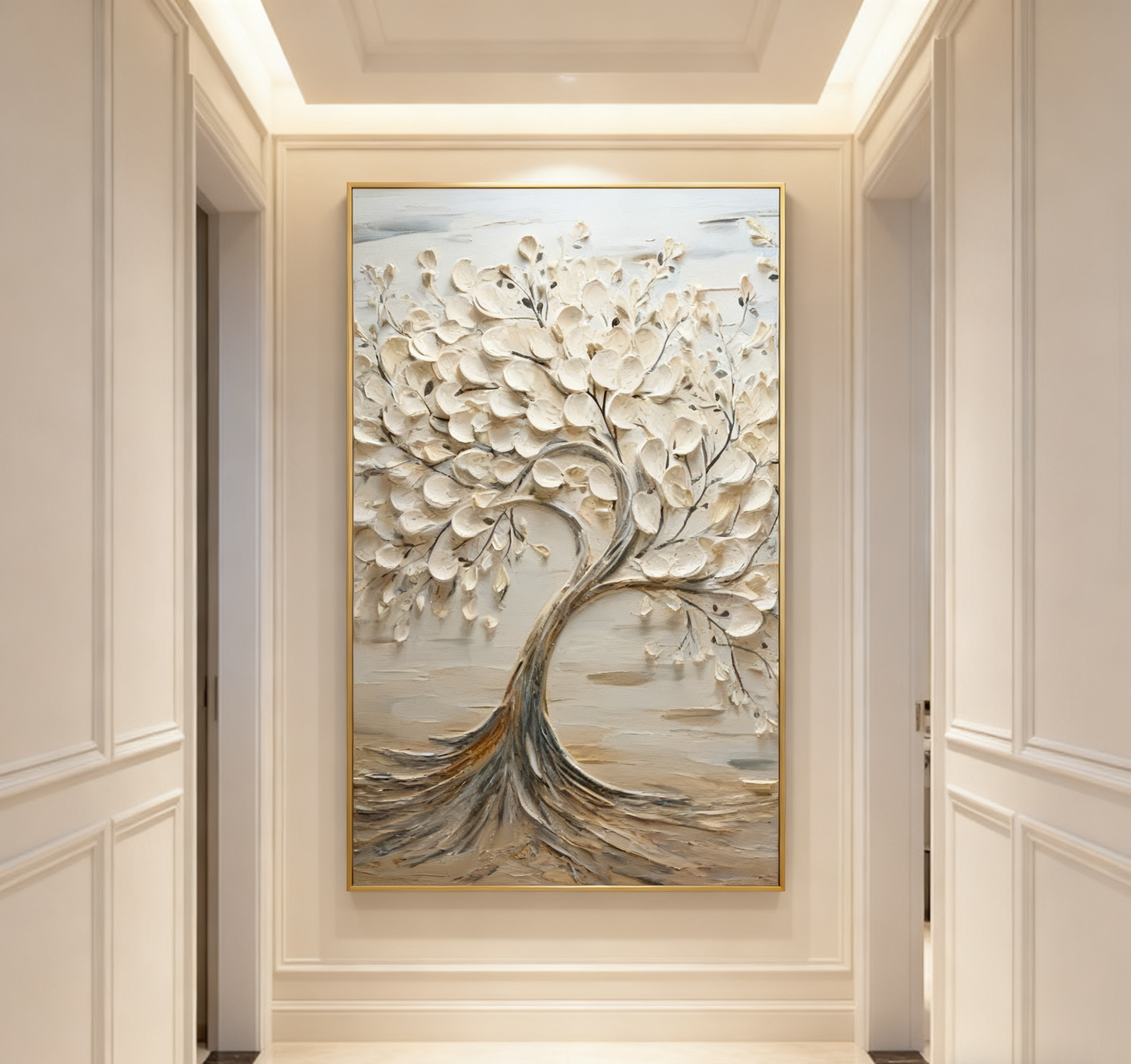 Hand-Painted 3D Tree Art on Canvas for Modern Living Rooms #FT 015