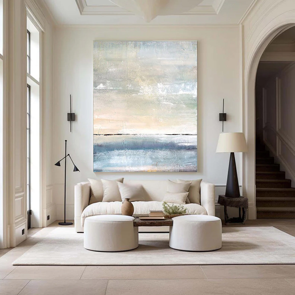 Ocean-themed oil painting wall decoration, hand-painted abstract artwork OP#004