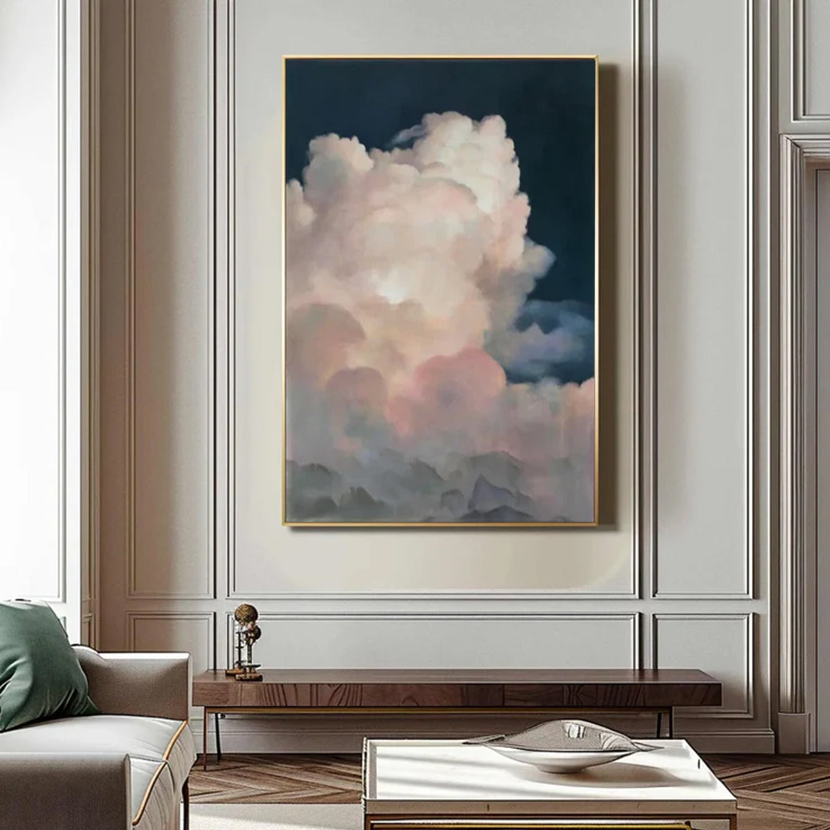 Sky-themed oil painting wall mural, hand-painted abstract artwork SP#001
