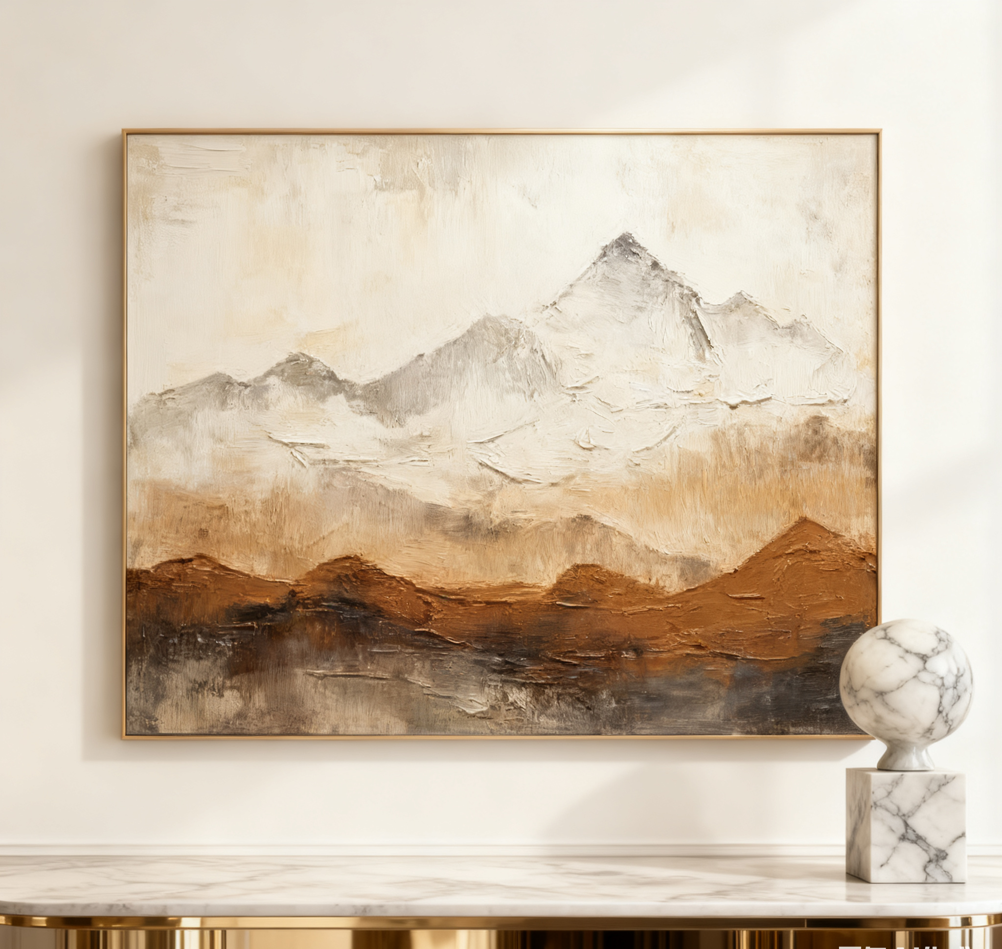 Earthy Peaks Contemporary Textured Mountain Wall Art #BGA 153