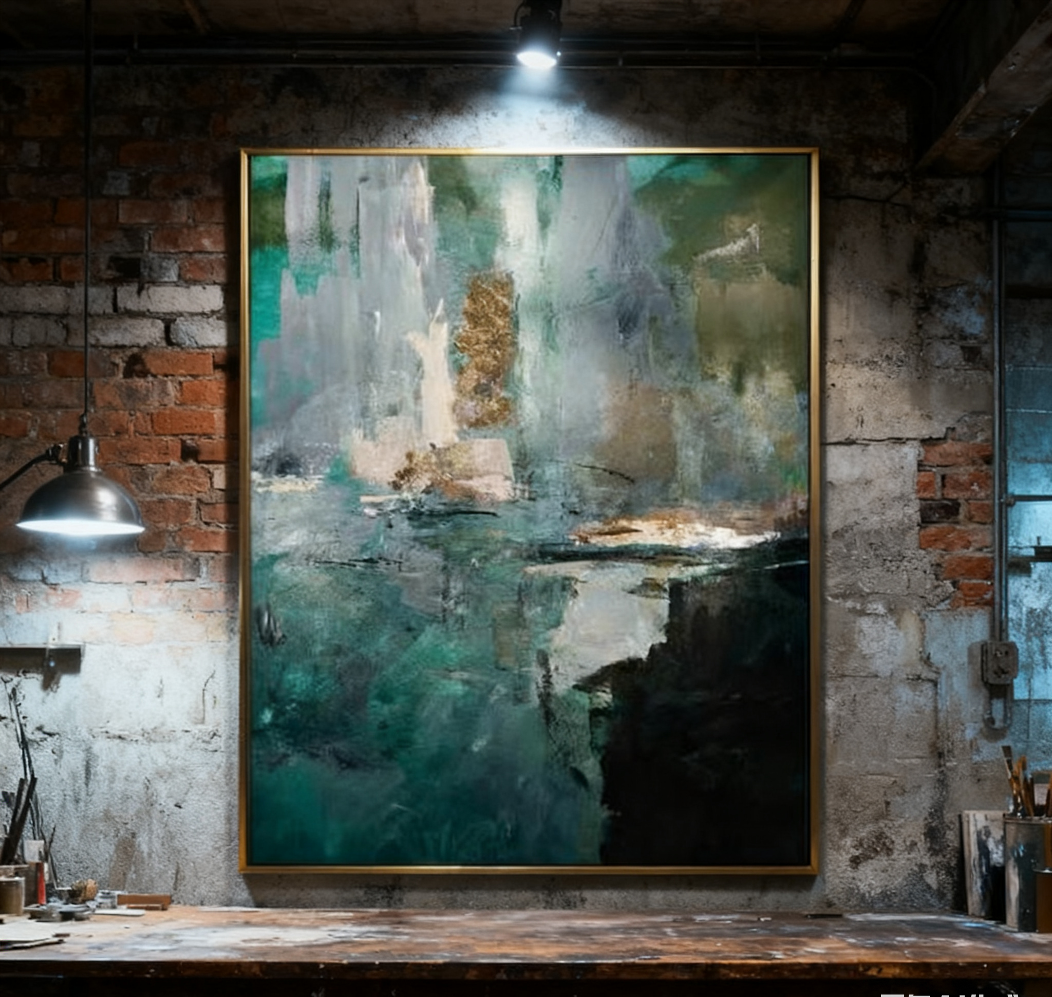 Blue & Green Abstract Painting #LL 008