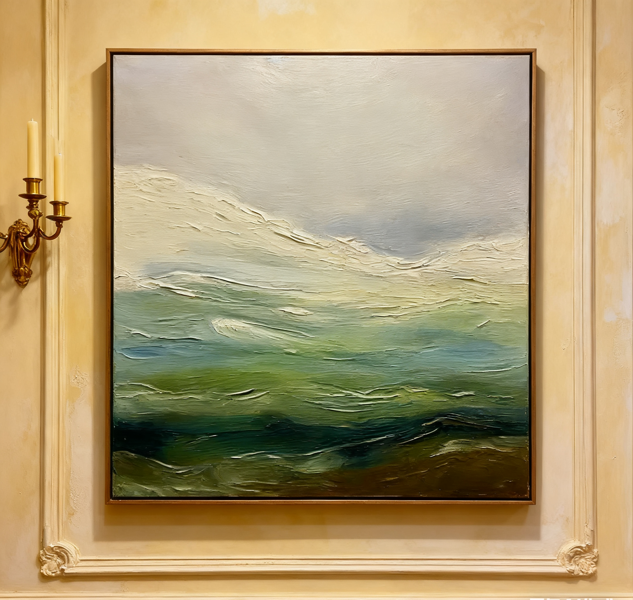 Contemporary Abstract with Blended Greens, Blues, and Whites #BGA 251