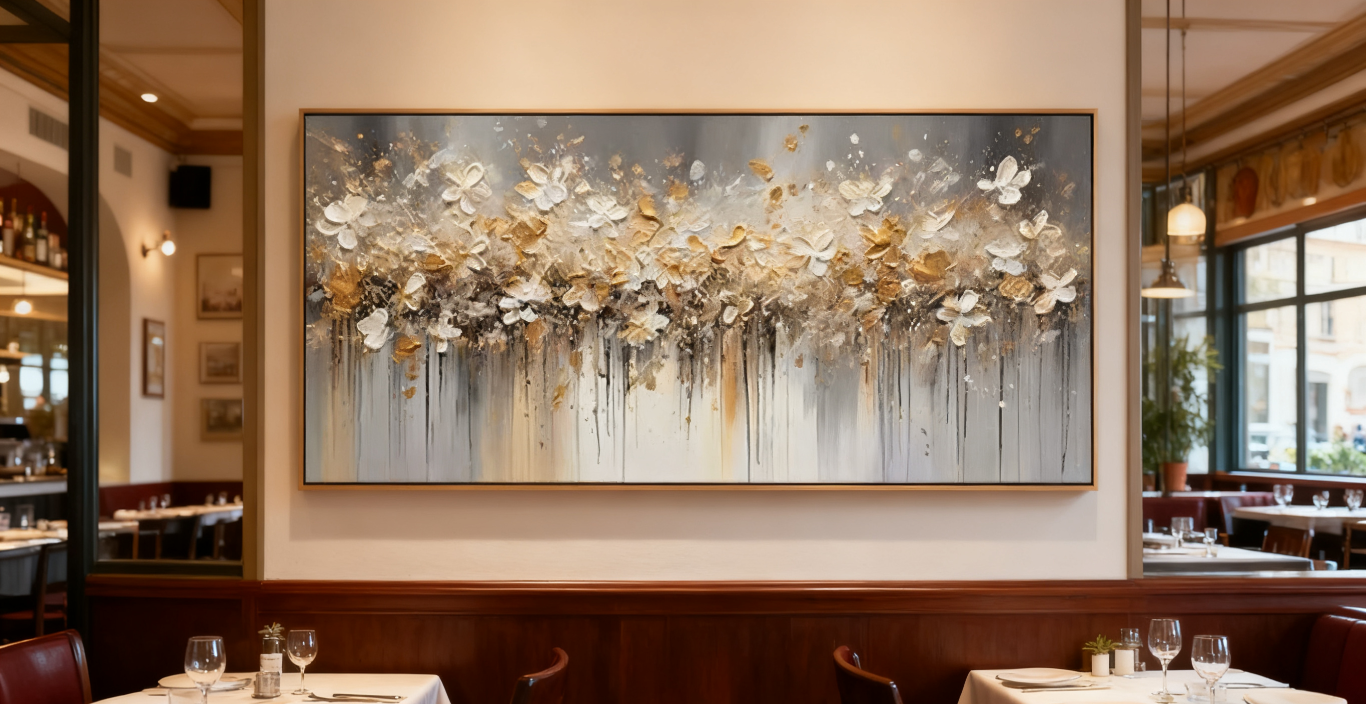Modern Abstract Floral Wall Art with Golden Highlights #BGA 011