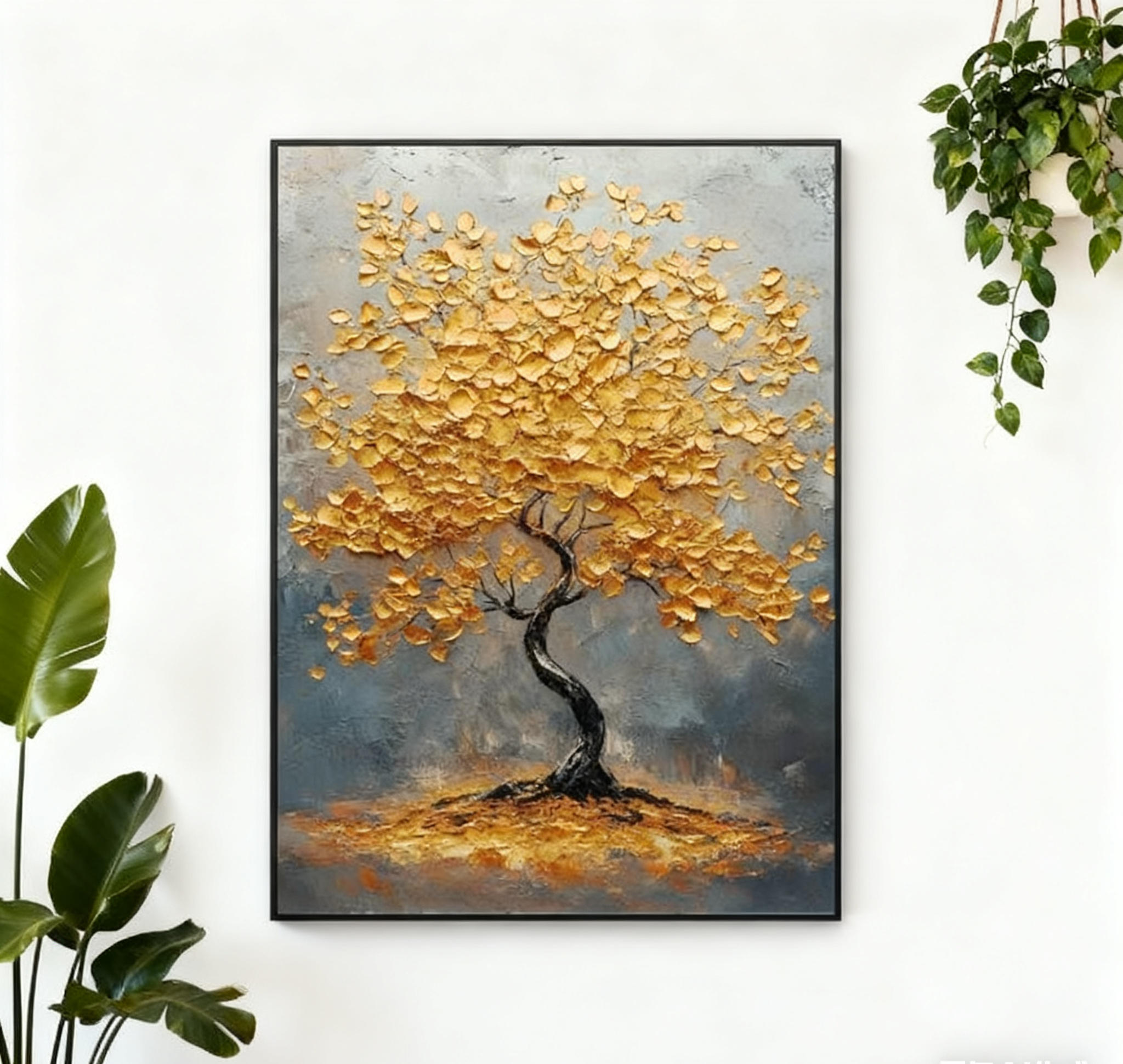 Golden Tree of Tranquility Canvas Art Luxurious Wall Decor #FT 061