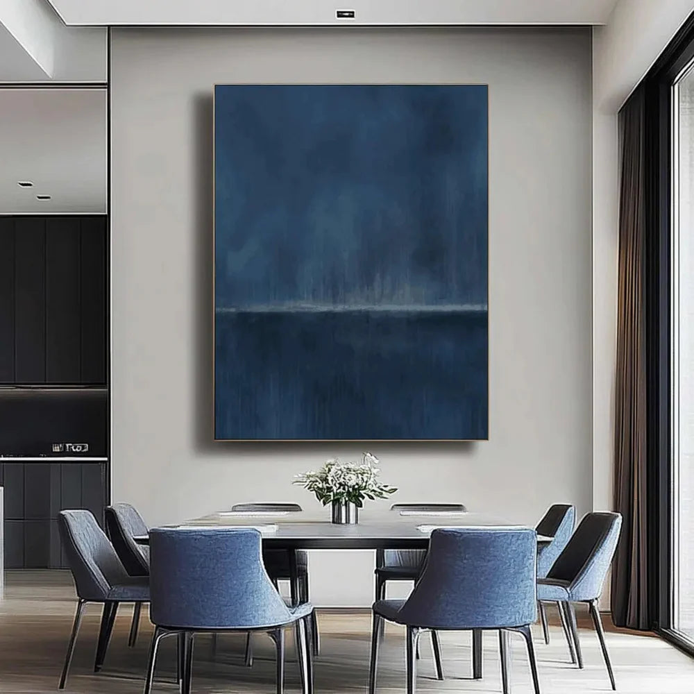 Deep Blue Gradient Minimalist Art, Contemporary Wall Painting #BGA 076