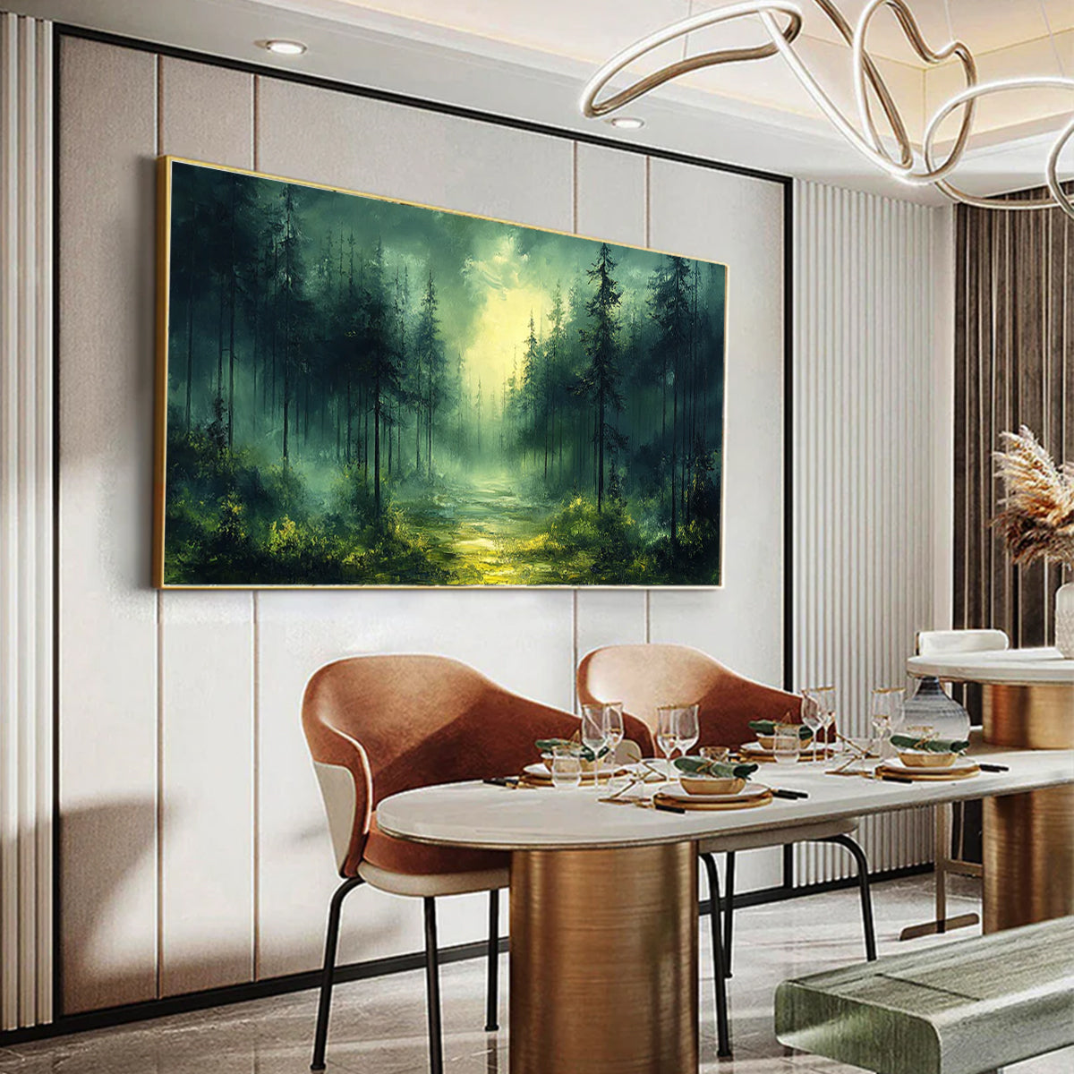 Flower and tree oil painting wall mural, hand-painted abstract artwork FP#001