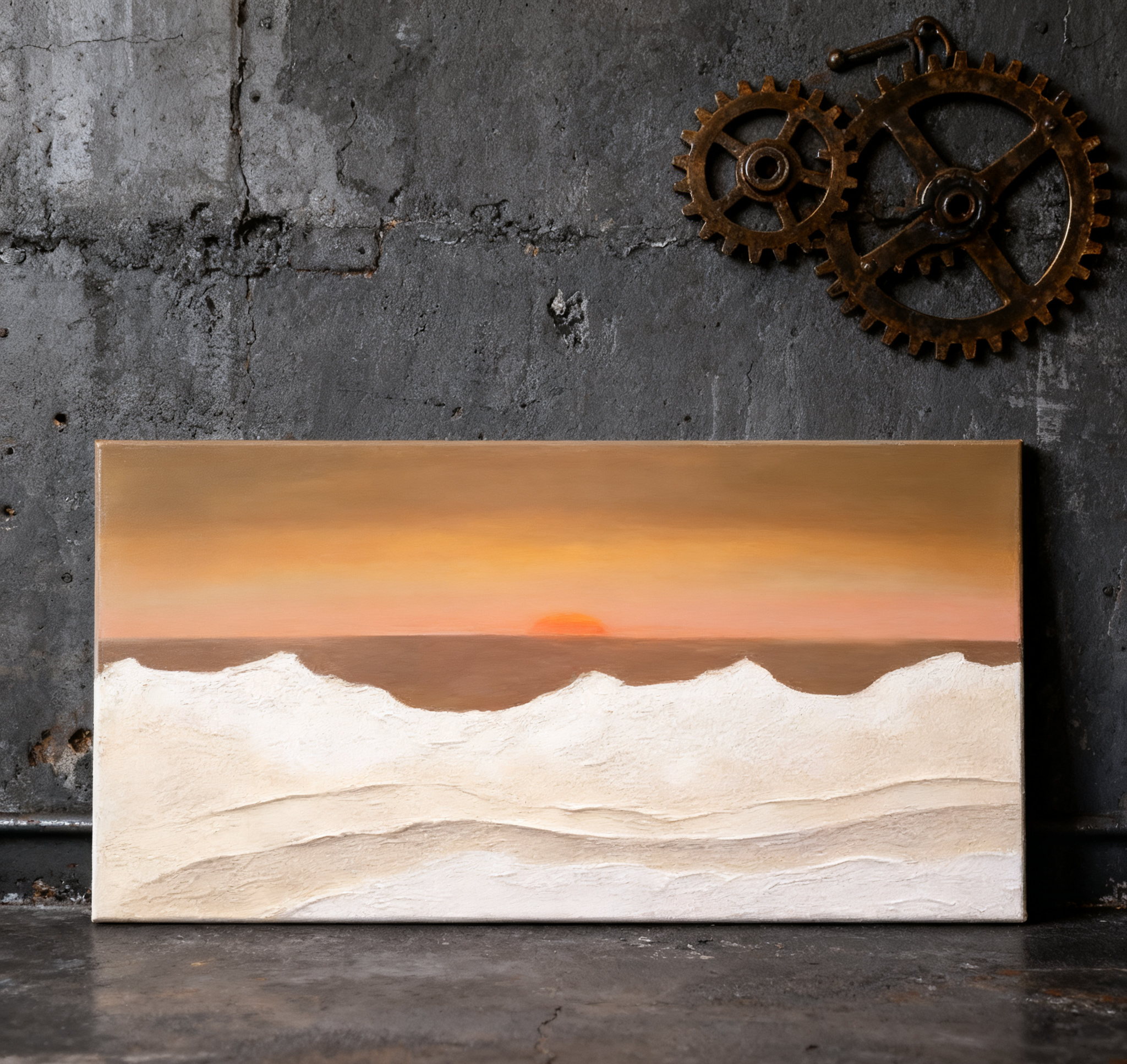 Contemporary Abstract with Textured Band, Minimalist Landscape #BGA 171