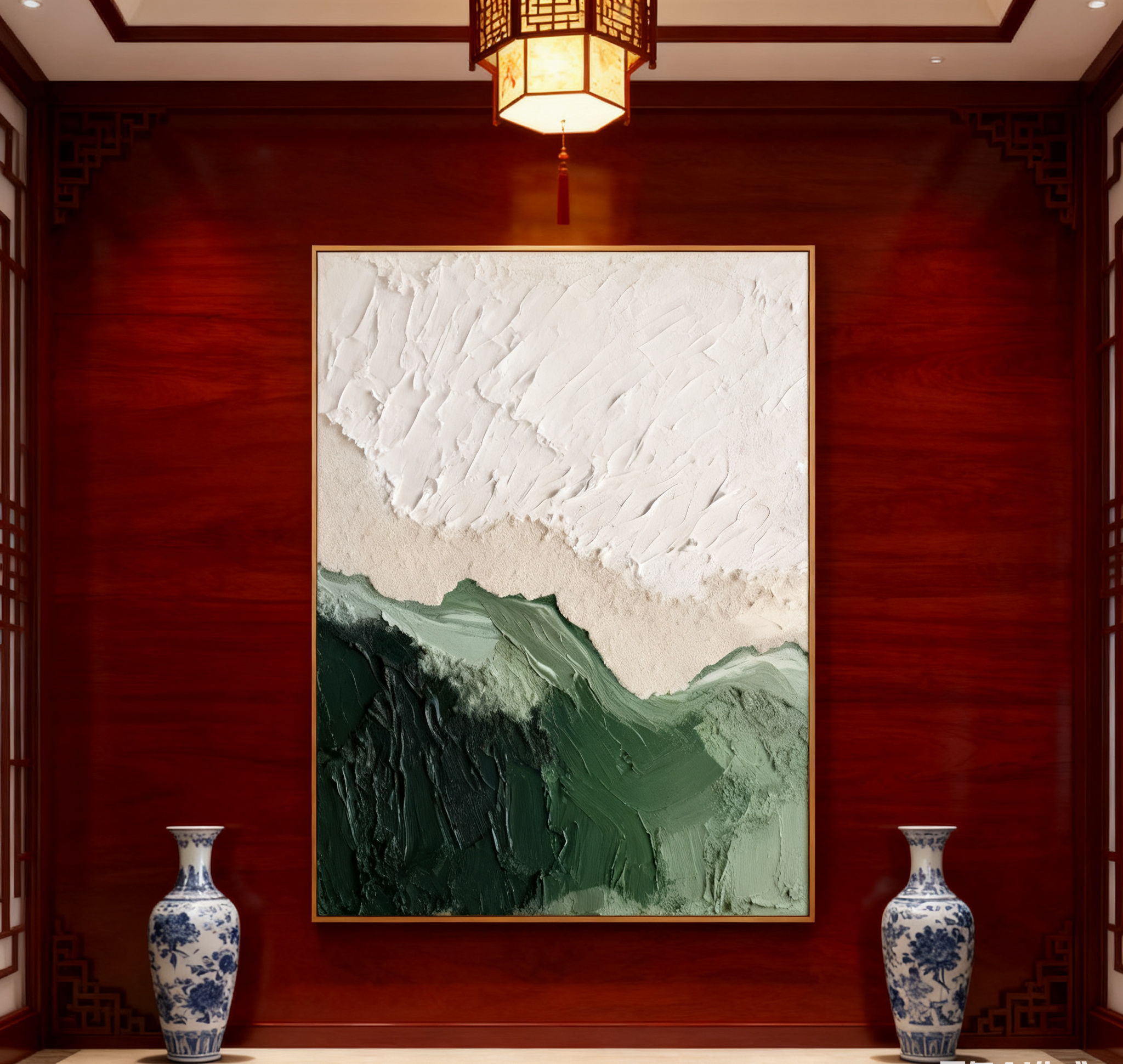 Blue & Green Minimalist Abstract Painting #BGM 001