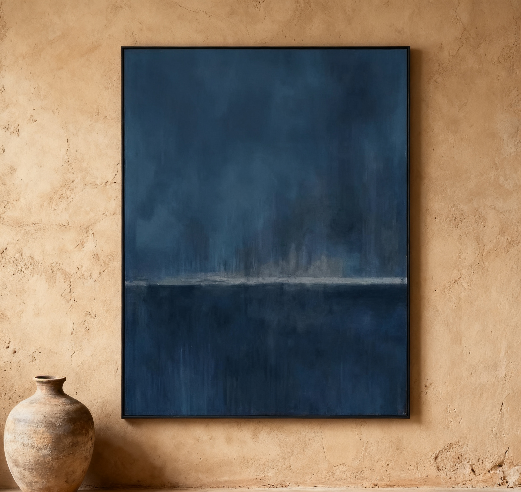 Deep Blue Gradient Minimalist Art, Contemporary Wall Painting #BGA 076