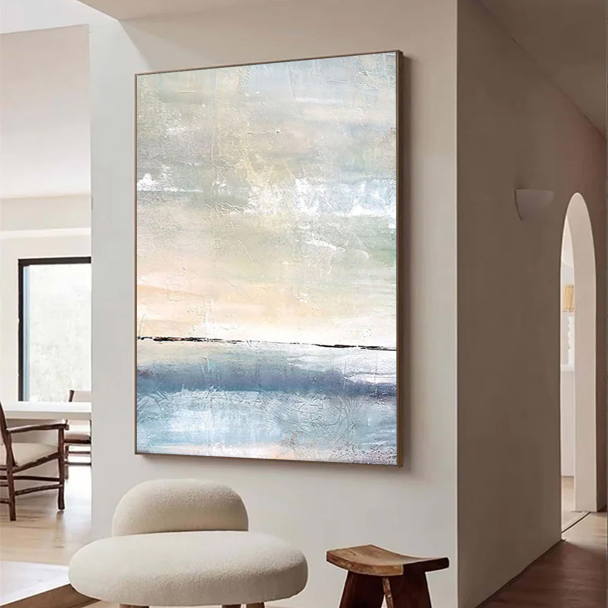 Ocean-themed oil painting wall decoration, hand-painted abstract artwork OP#004