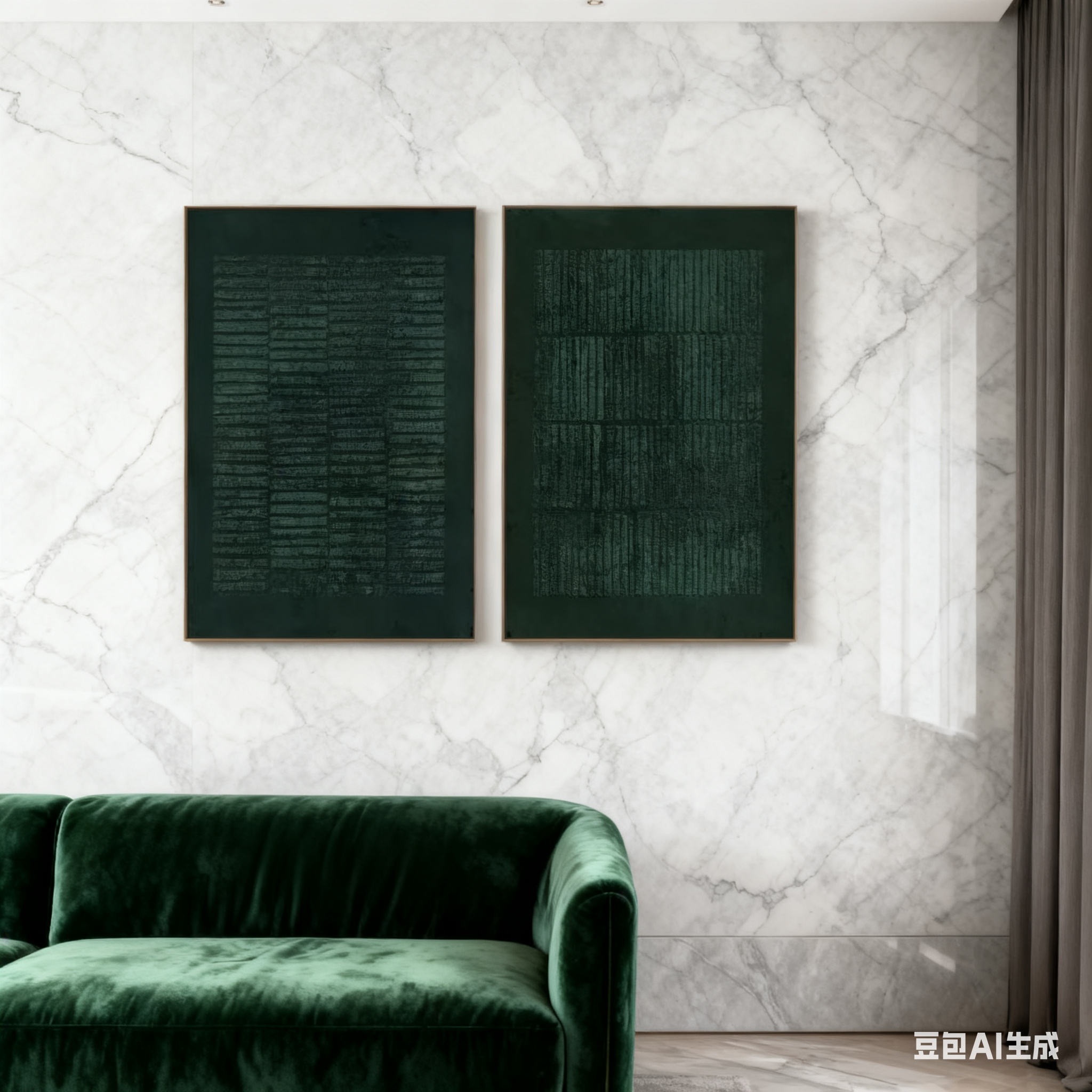 Blue & Green Abstract Painting SET OF 2 #AVG 001