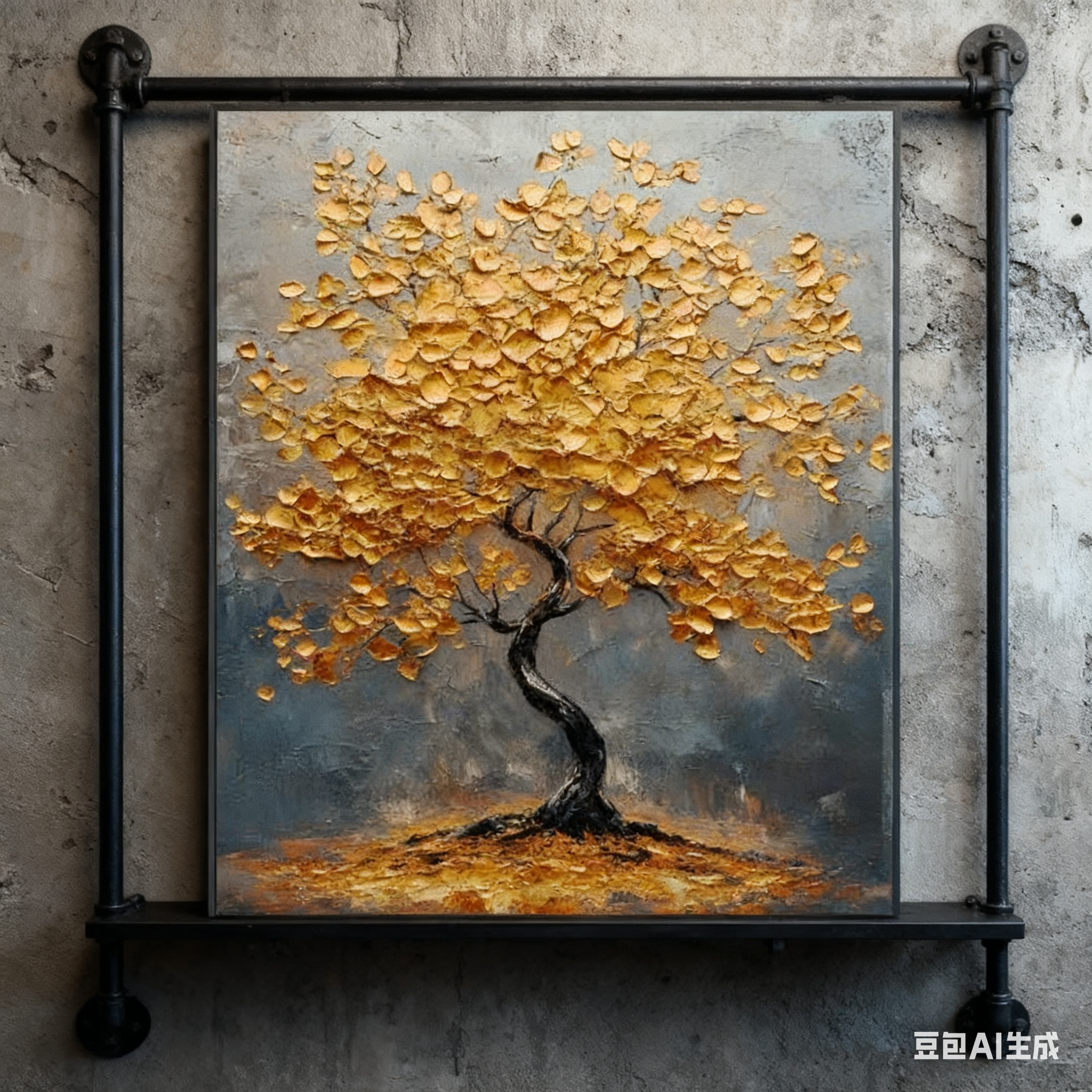 Golden Tree of Tranquility Canvas Art Luxurious Wall Decor #FT 061