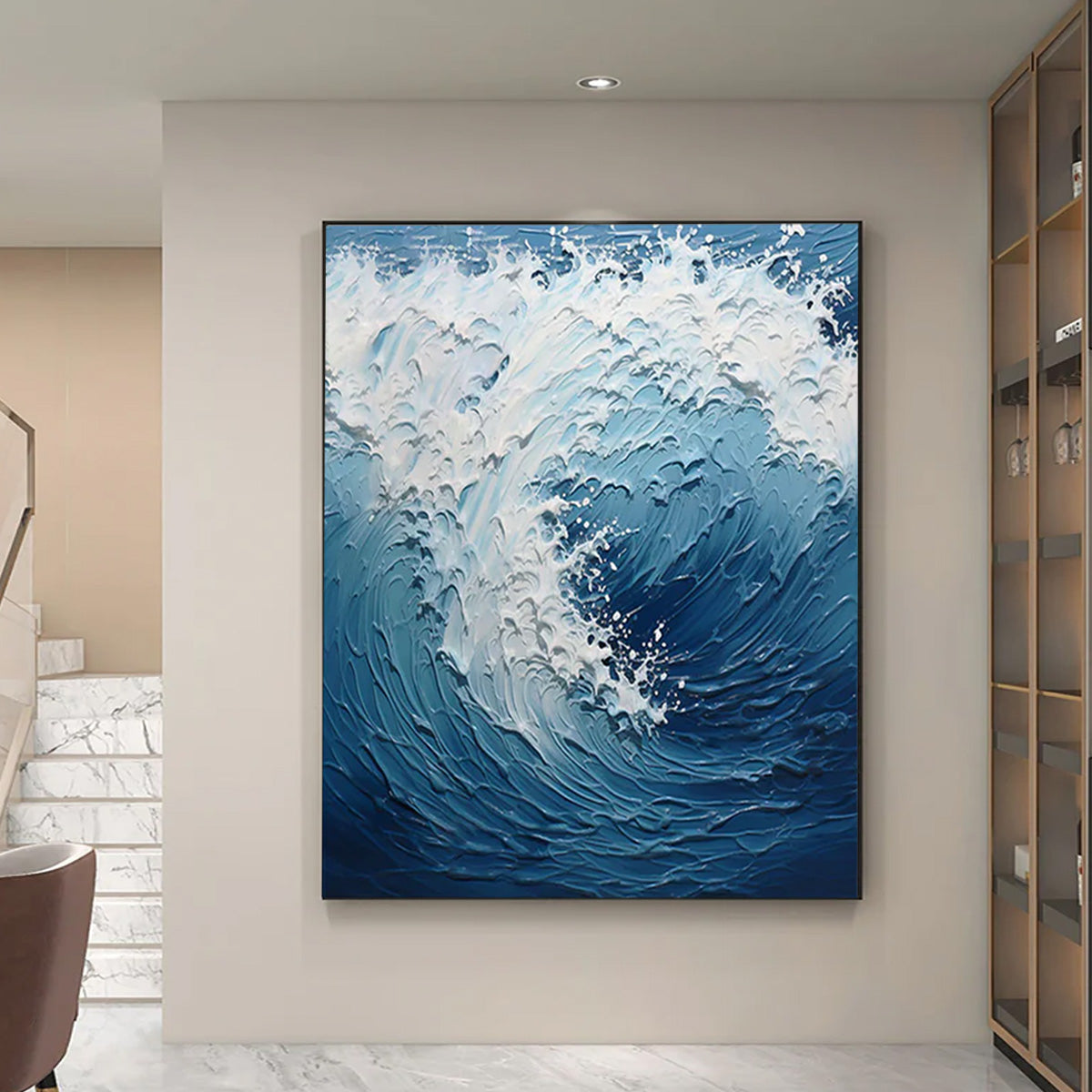 Ocean-themed oil painting wall decoration, hand-painted abstract artwork OP#002